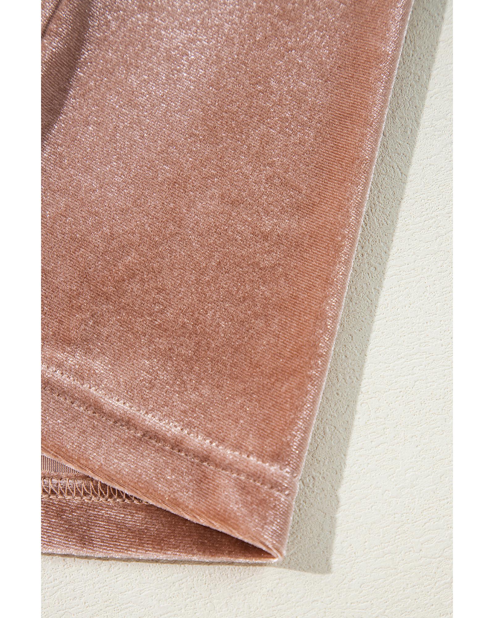 V539-AZEXDC6121936-P2017-S-202506141712-00 Chestnut Velvet Lacy V Neckline Short Sleeve Empire Waist Flowy Maxi Dress - S - Image 1