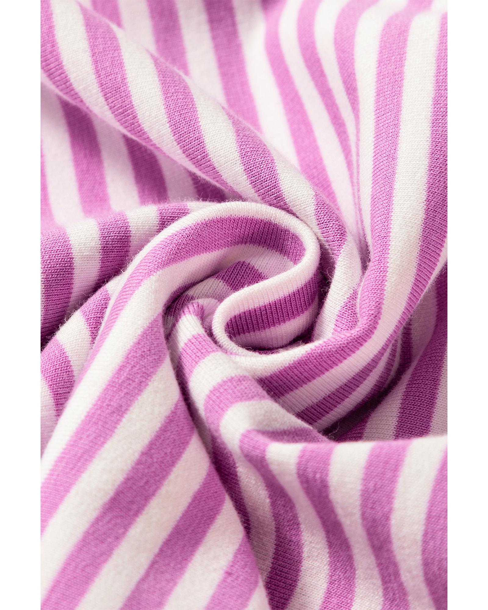 V539-AZEXDC6122410-P608-L-202508310940-00 Phalaenopsis Striped Patchwork Three Quarters Sleeve Loose Mini Dress - L - Image 1