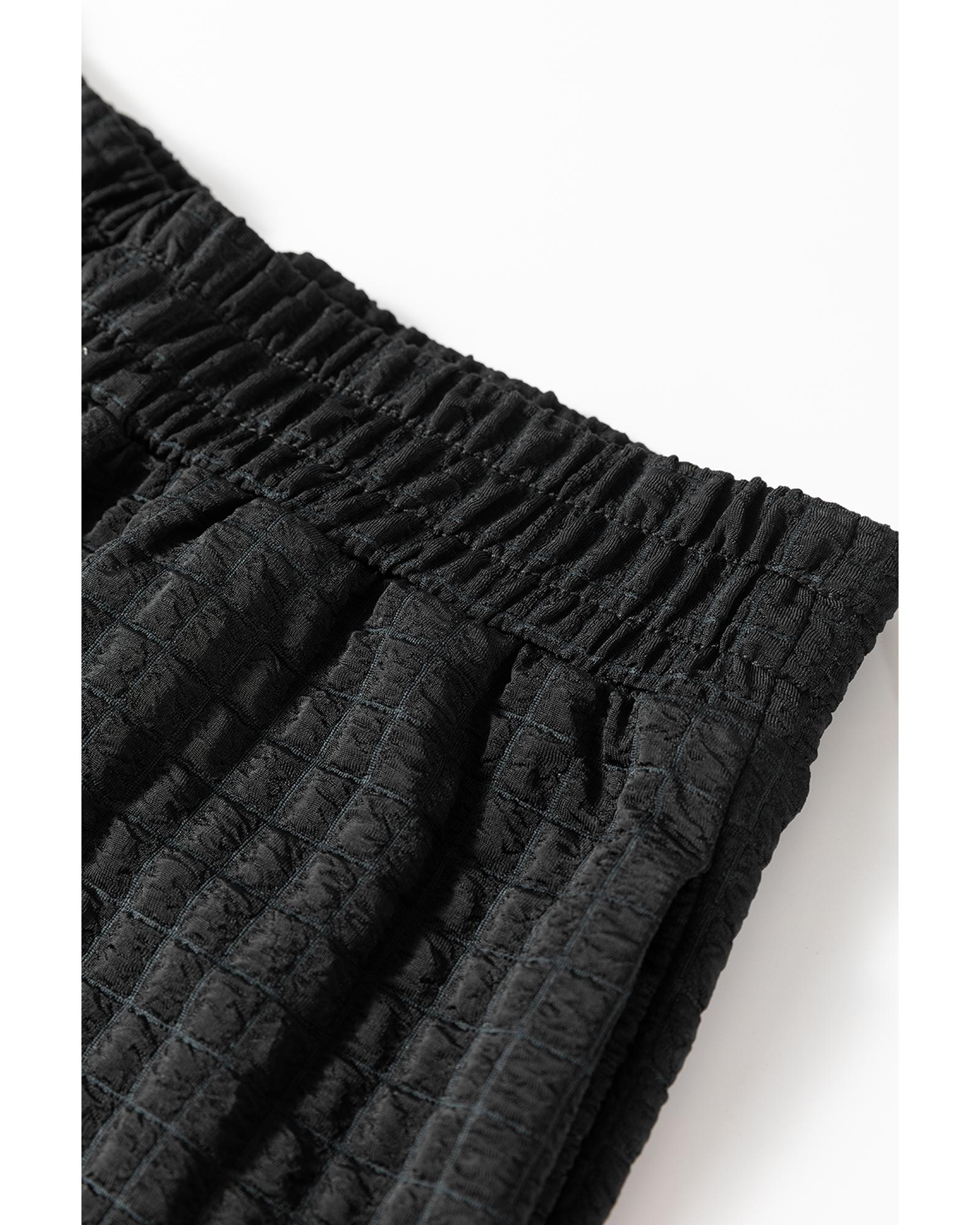 V539-AZEXDC626577-P202-XL-202508301120-00 Color black Textured Knit Cap Sleeve T Shirt and Wide Leg Pants Set - XL - Image 1