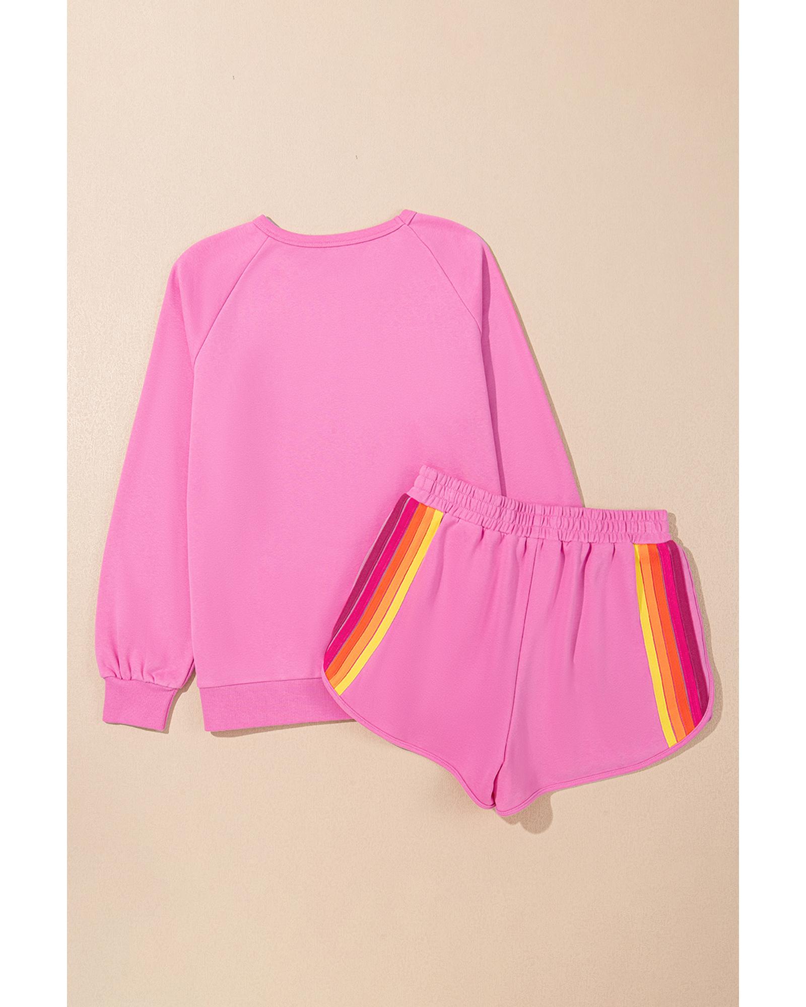 V539-AZEXDC626684-P3010-L-202506150026-00 Bonbon Striped Accent Pullover and Shorts Two Piece Casual Set - L - Image 1