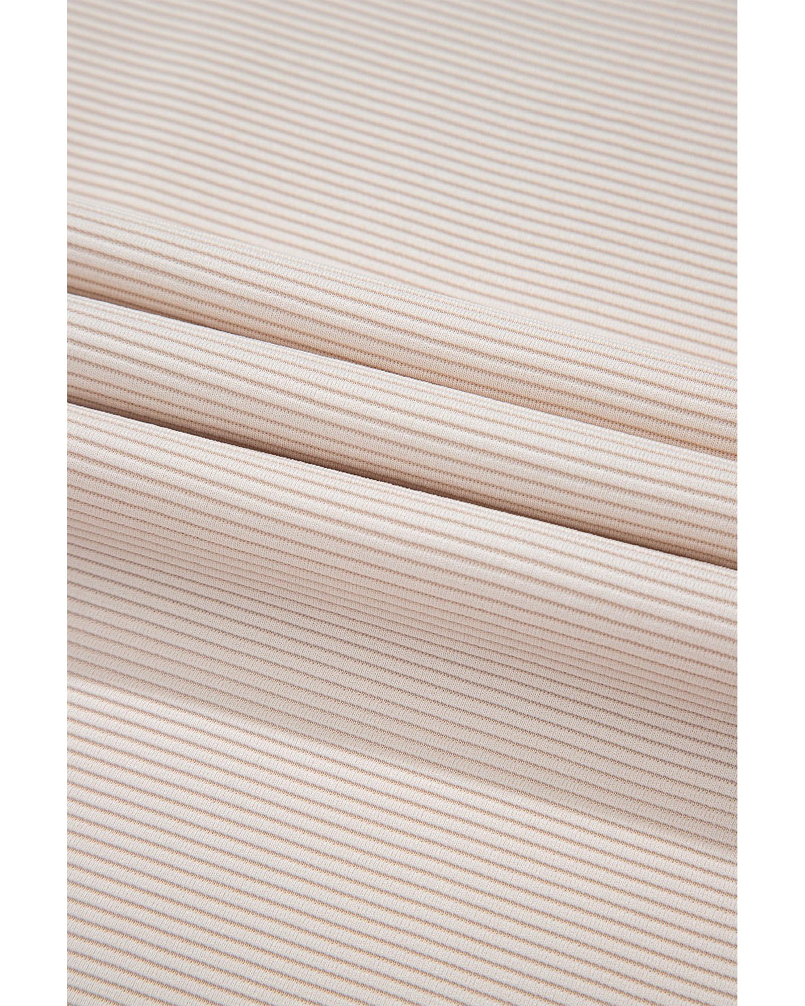 V539-AZEXDC626787-P18-M-202508280120-00 Apricot Textured Ruffled Sleeve Zipped Top and Wide Leg Pants Set - M - Image 1