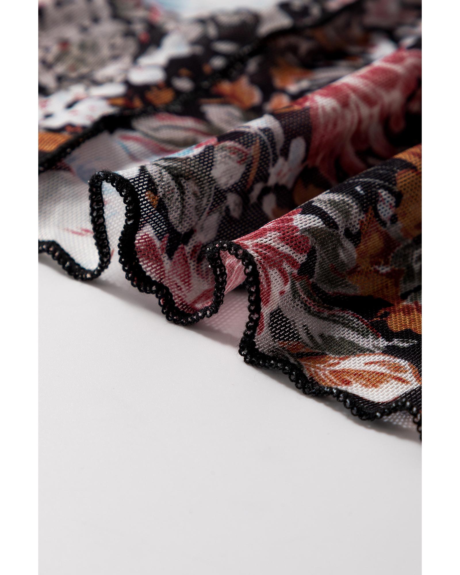 V539-AZEXDC721918-P1720-XL-202508300200-00 Brown Floral Print High Waist Maxi Skirt - XL - Image 1