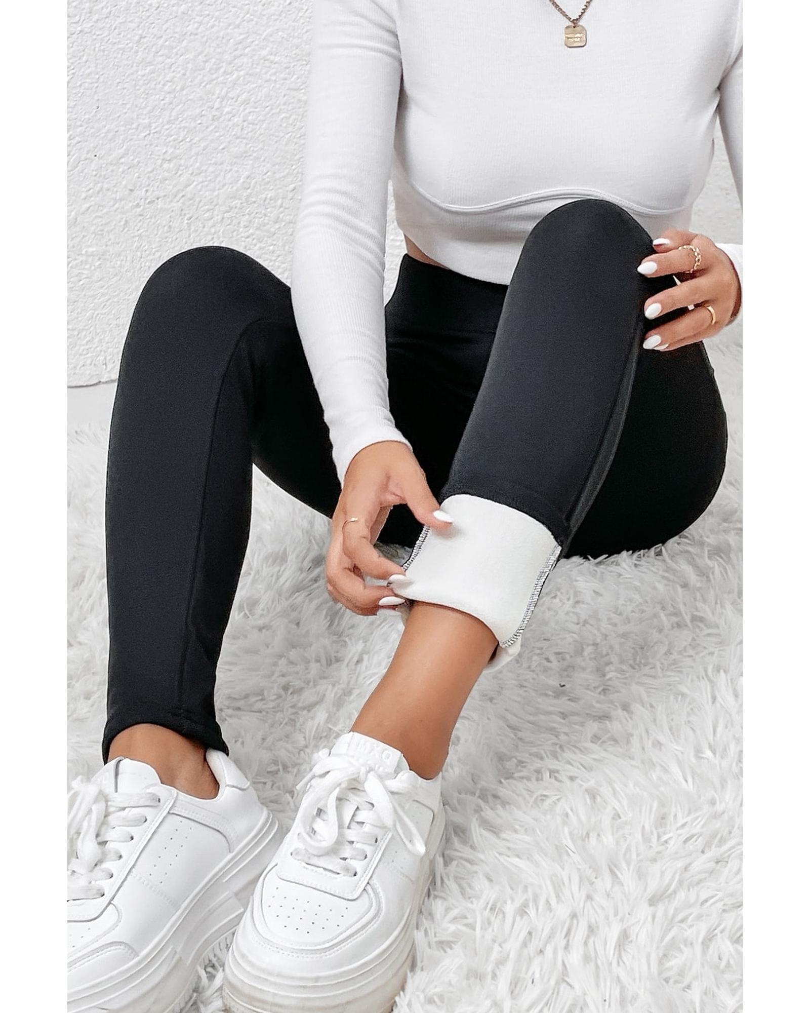 V539-AZEXDC761431-P2-XL-202508302115-00 Black Fleece Lining Winter High Waist Leggings - XL - Image 1