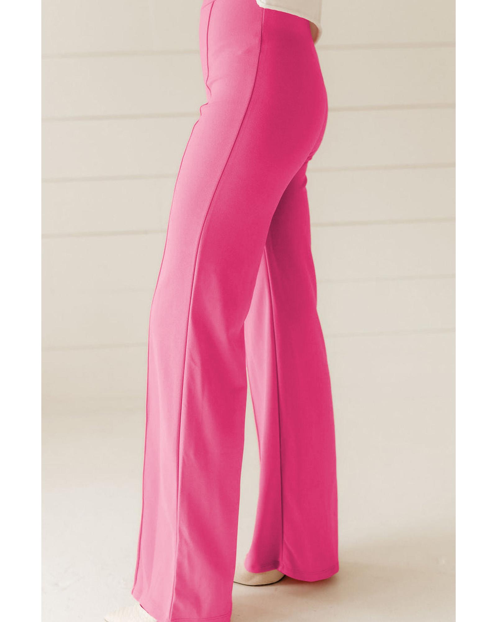 V539-AZEXDC7713002-P406-M-202508301305-00 Sachet Pink High Waist Central Seam Flared Pants - M - Image 1