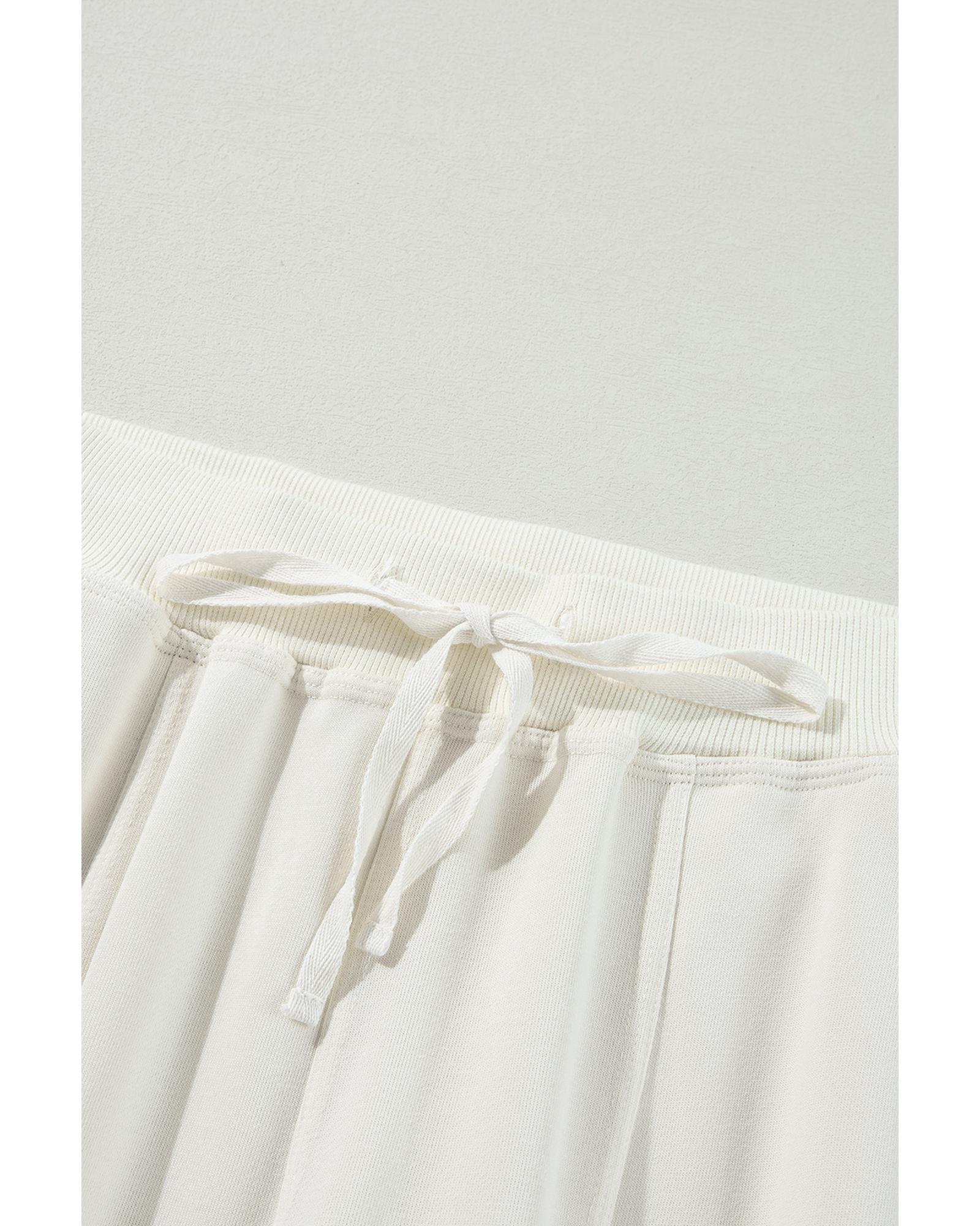 V539-AZEXDC7713038-P15-XL-202508310145-00 Beige Plain Cargo Pockets High Waist Casual Sweatpants - XL - Image 1