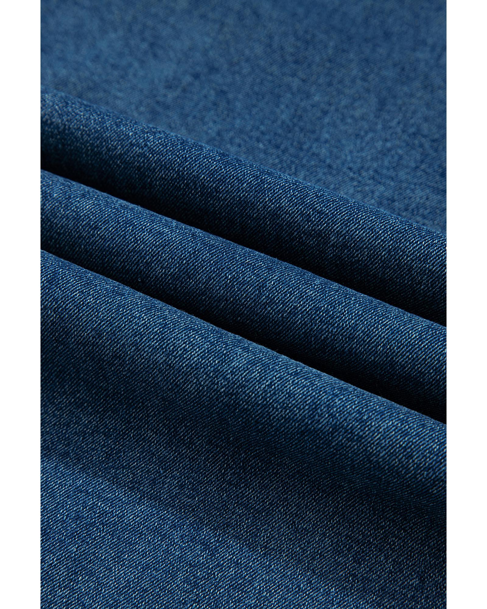 V539-AZEXDC784805-P704-M-202506150942-00 Dusk Blue Adjustable Tie Straps Cropped Wide Leg Denim Overalls - M - Image 1