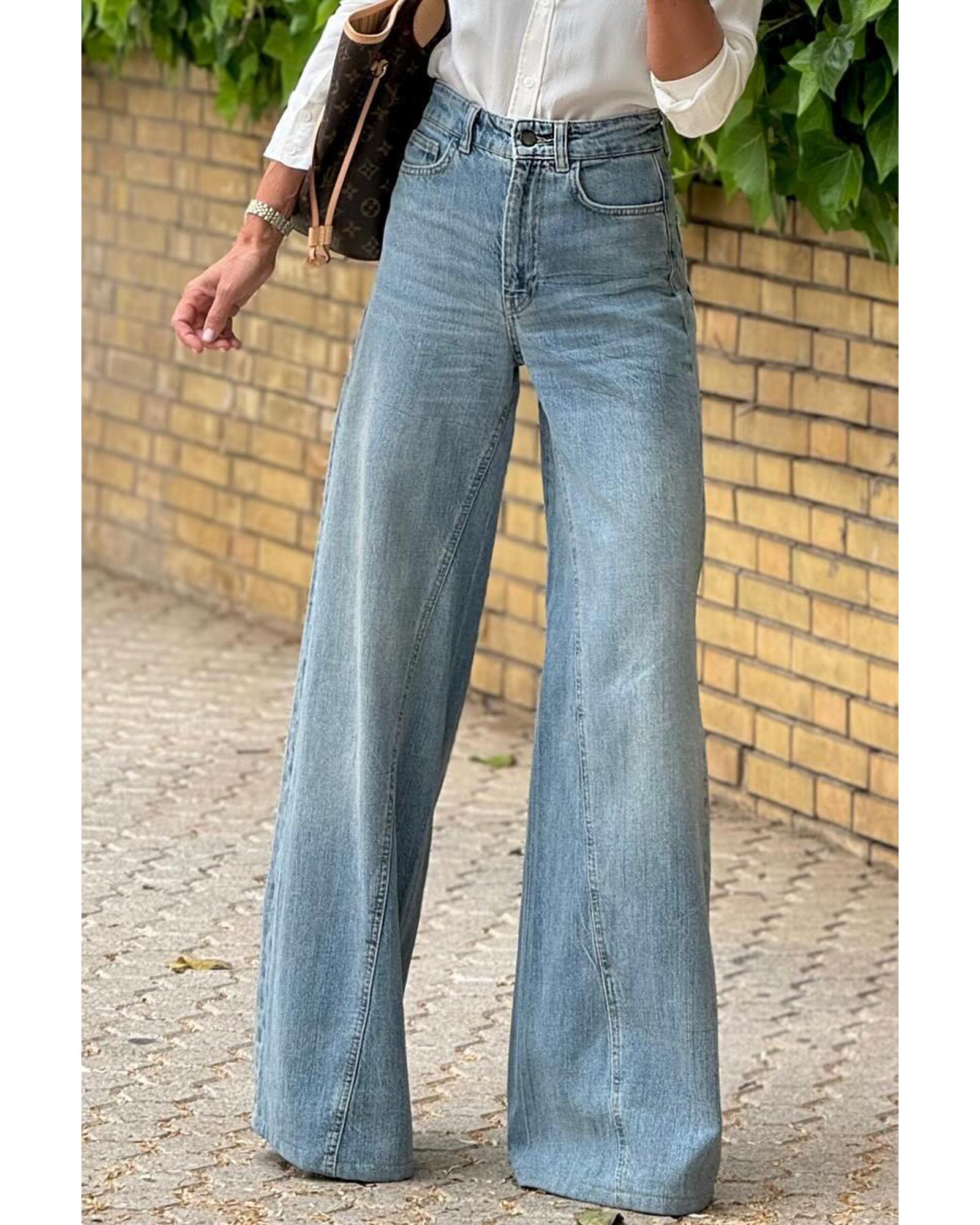 V539-AZEXDC7874968-P704-16-202508300520-00 Dusk Blue Acid Wash Extra Wide Leg High Waist Long Jeans - 16 US - Image 1