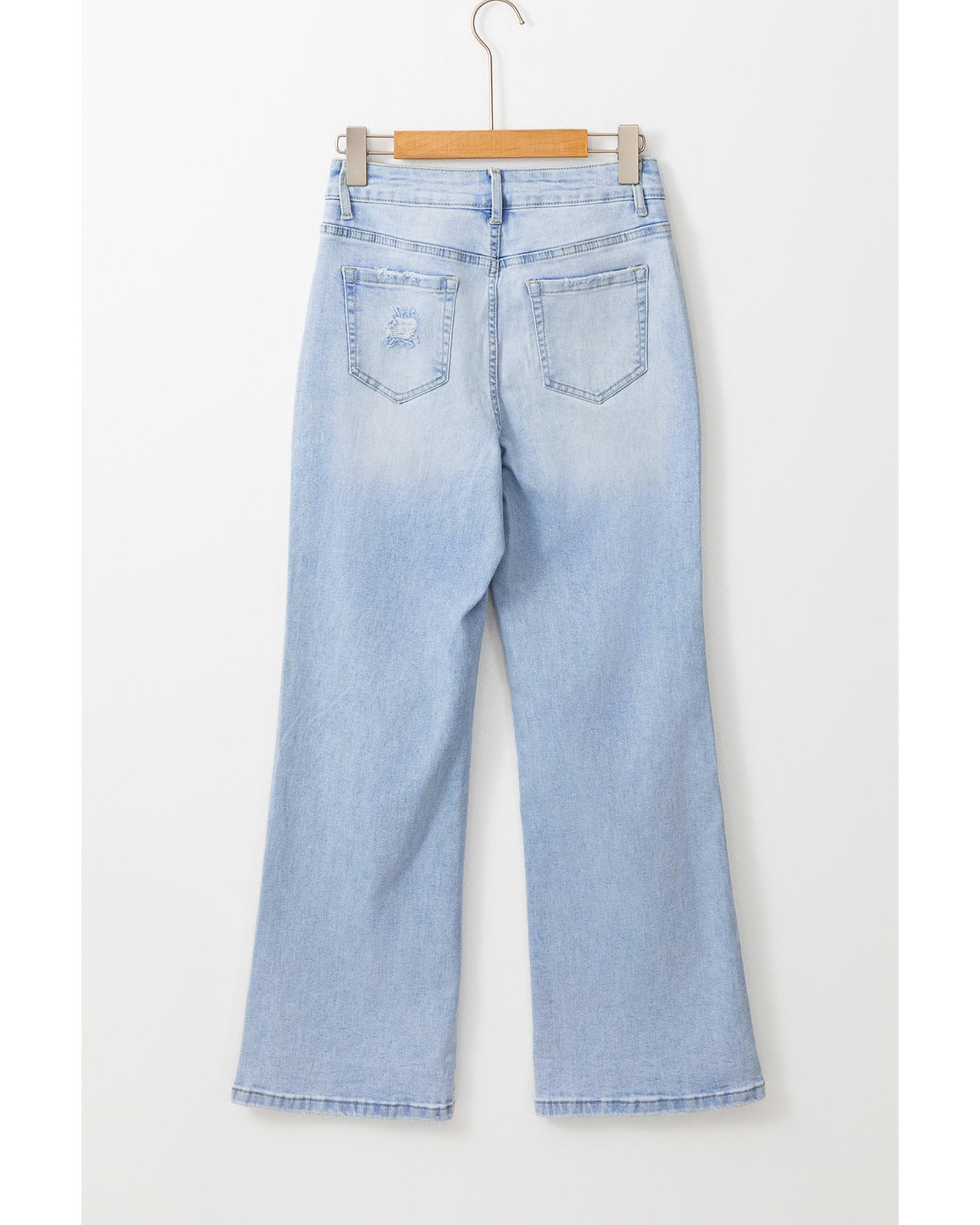 V539-AZEXDC7875035-P804-14-202508300540-00 Beau Blue Vintage Light Wash Distressed Flare Jeans - 14 US - Image 1