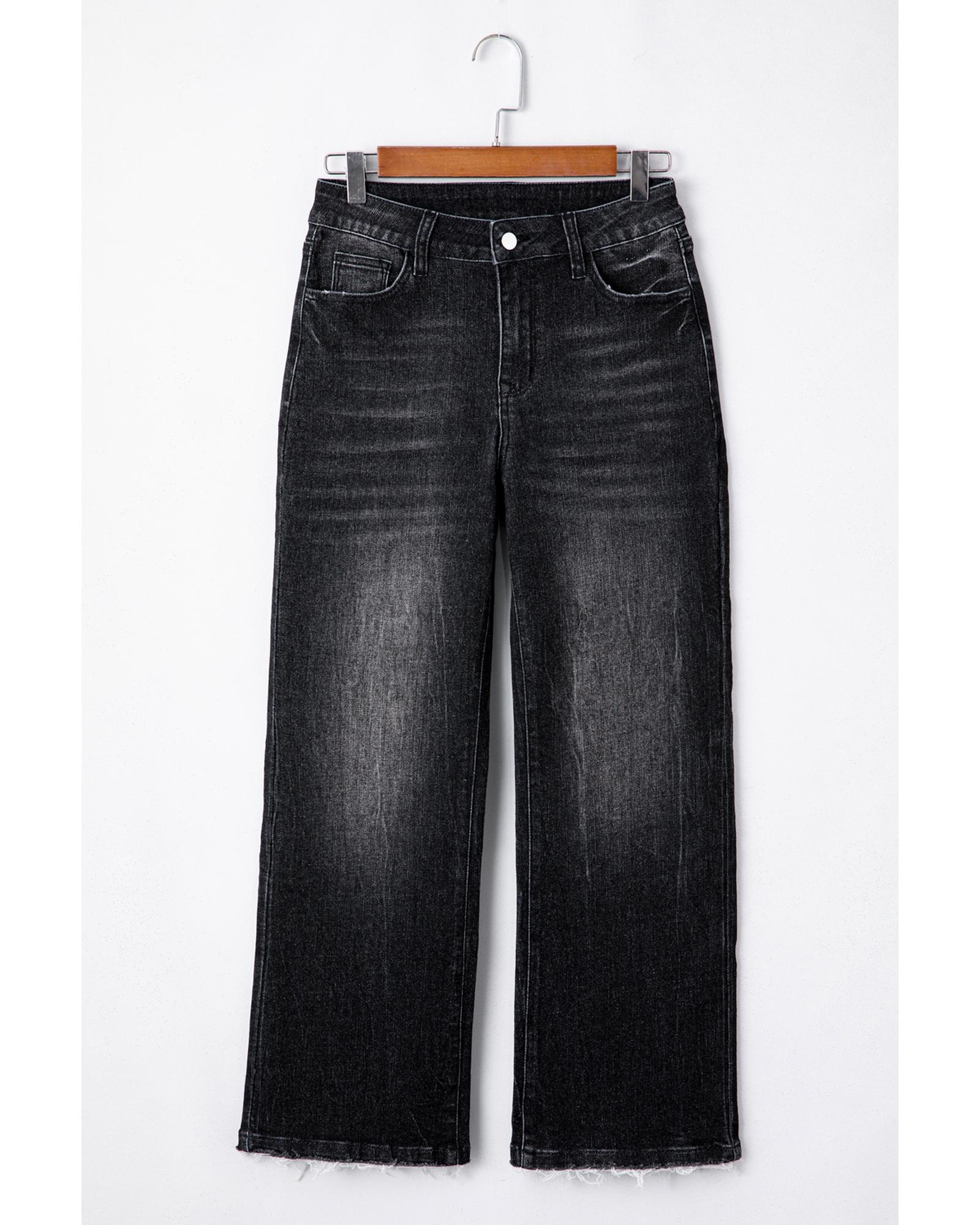 V539-AZEXDC7875084-P4011-8-202508301010-00 Carbon Grey Mineral Wash Raw Hem High Waist Flared Jeans - 8 US - Image 1