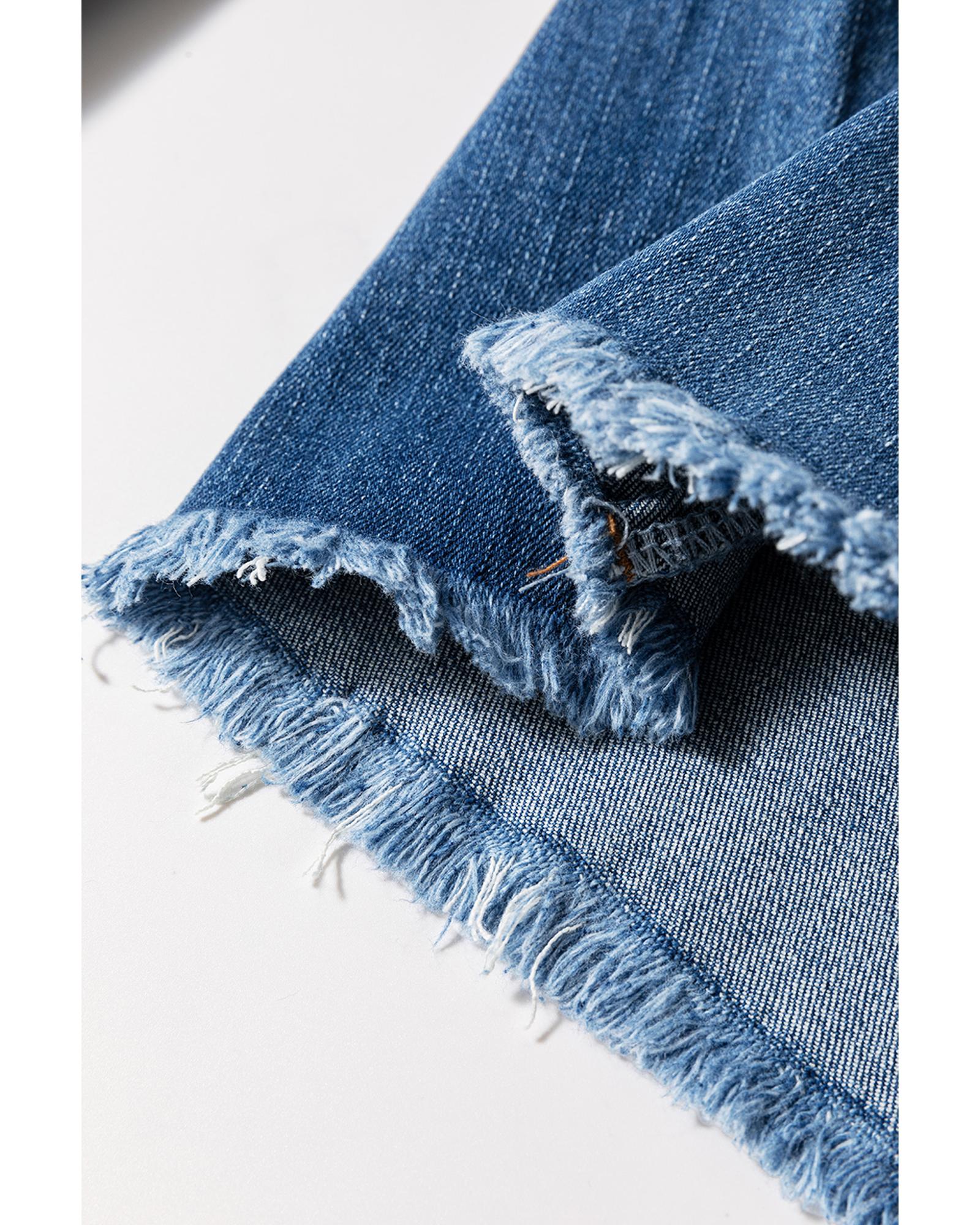 V539-AZEXDC7875225-P905-6-202508281345-00 Sail Blue High Waist Button Fly Seamed Raw Hem Flare Jeans - 6 US - Image 1