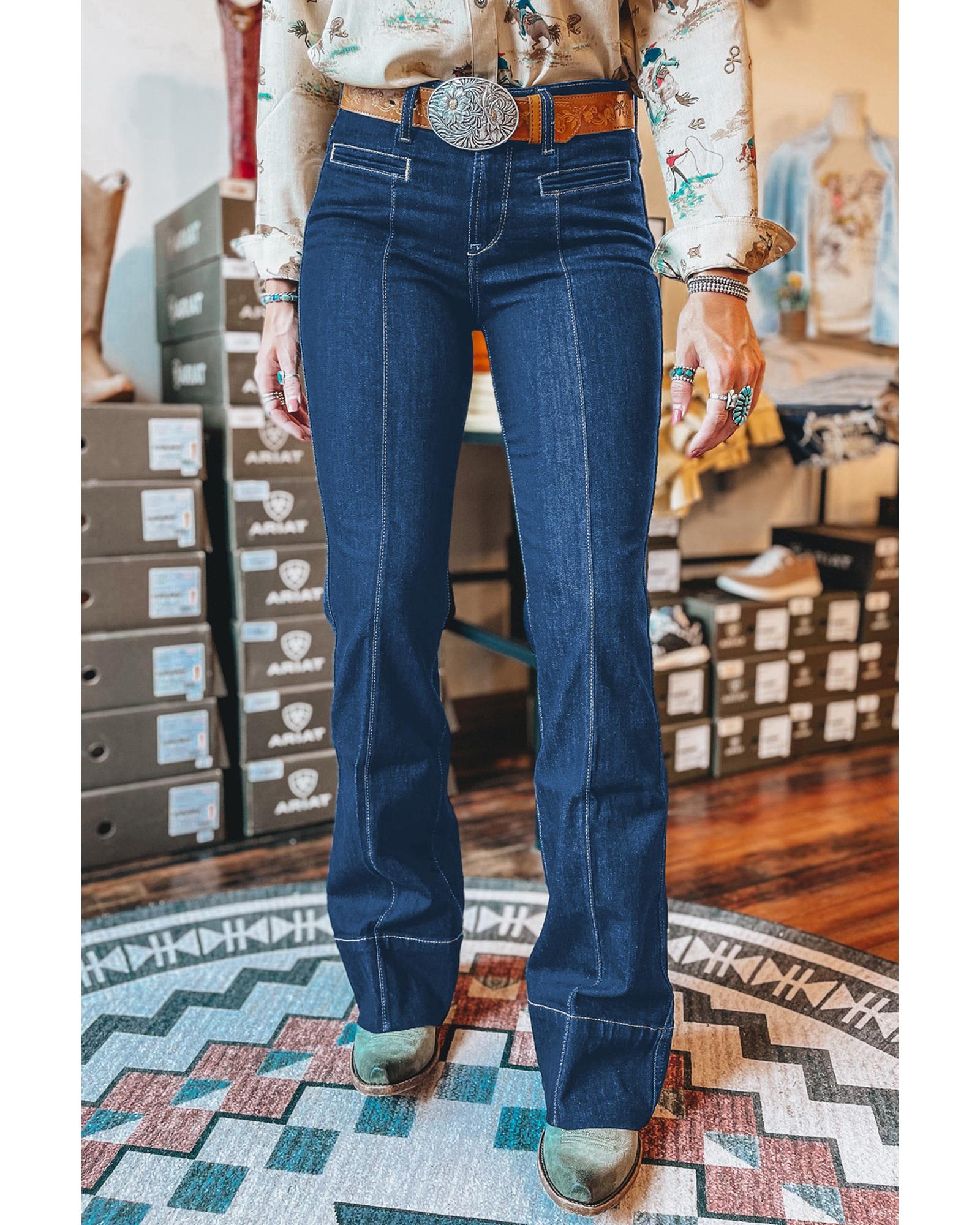 V539-AZEXDC7875253-P905-8-202508291240-00 Sail Blue Center Seam Deep Wash Straight Jeans - 8 US - Image 1