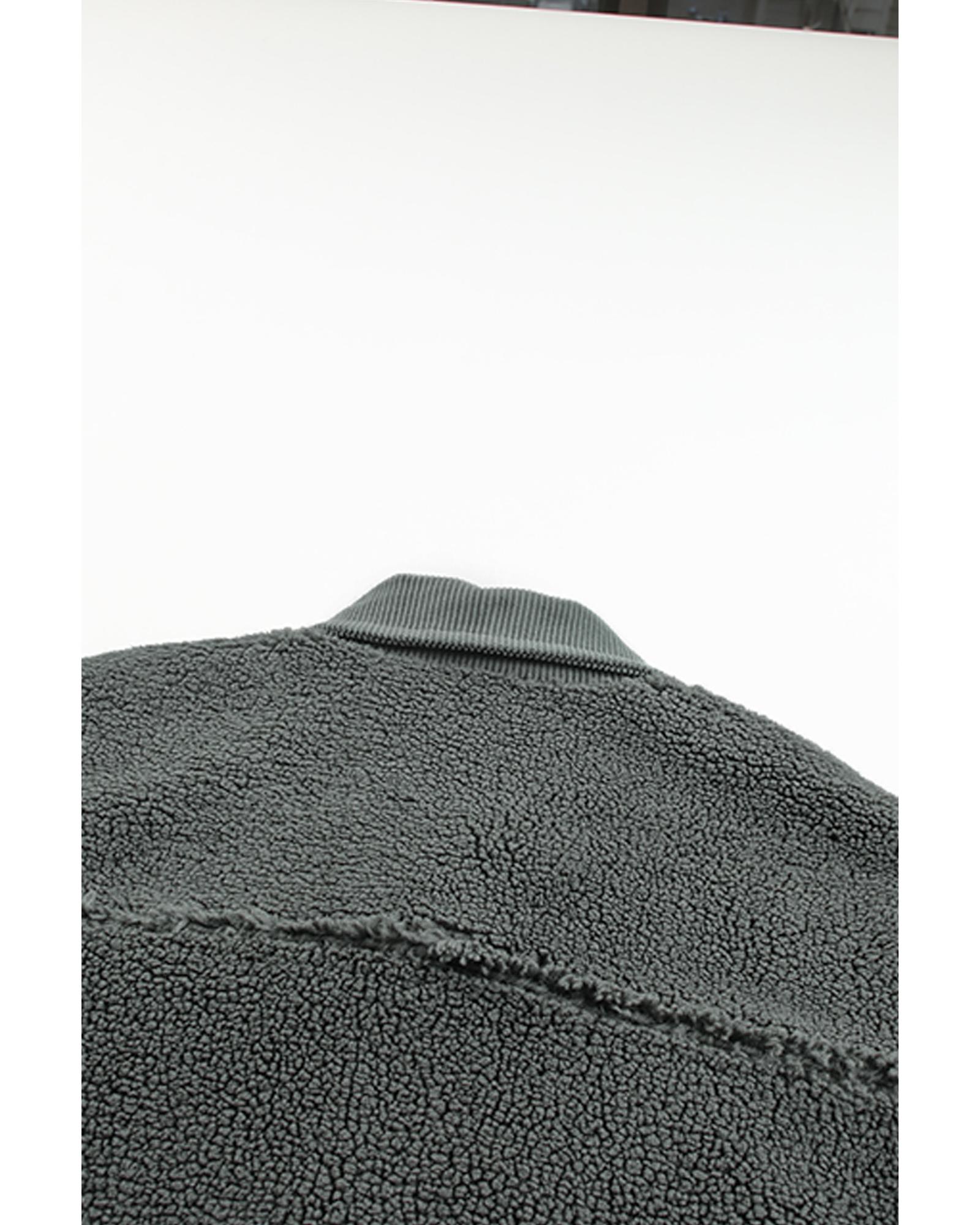 V539-AZEXDC8512726-11-XL-202508281355-00 Gray Corduroy Trim Elbow Patch Sherpa Jacket - XL - Image 1