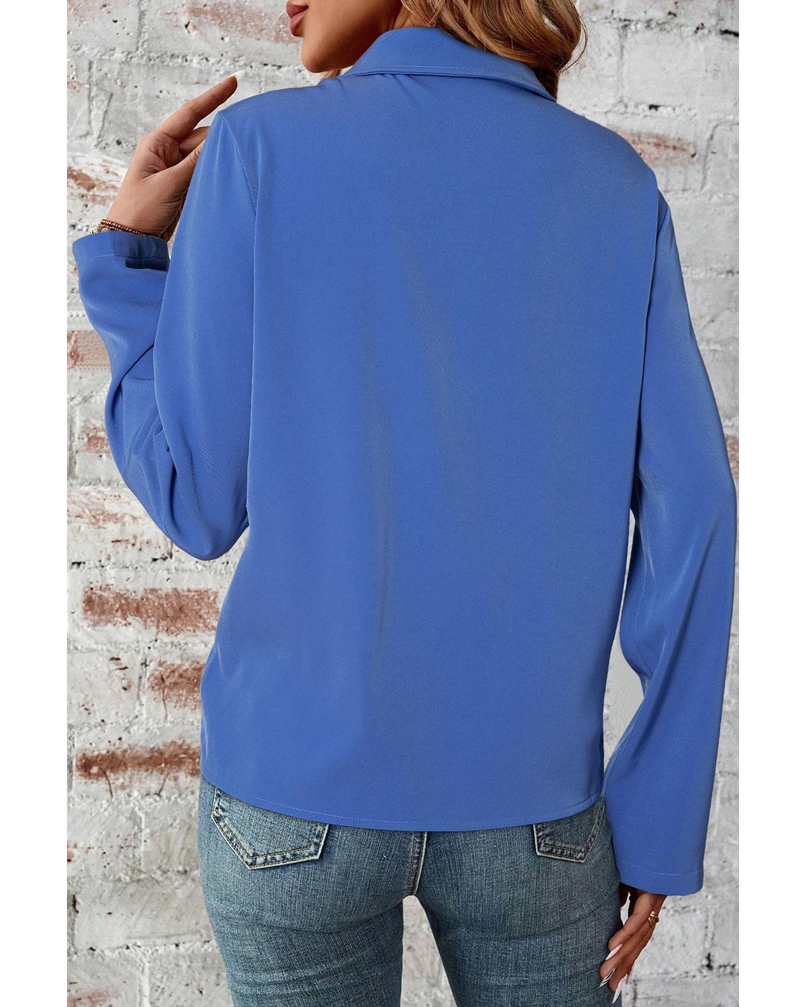 V539-AZEXDC8513419-P704-XL-202508281125-00 Dusk Blue Collar Tab Sleeve Zip Up Flap Detail Jacket - XL - Image 1