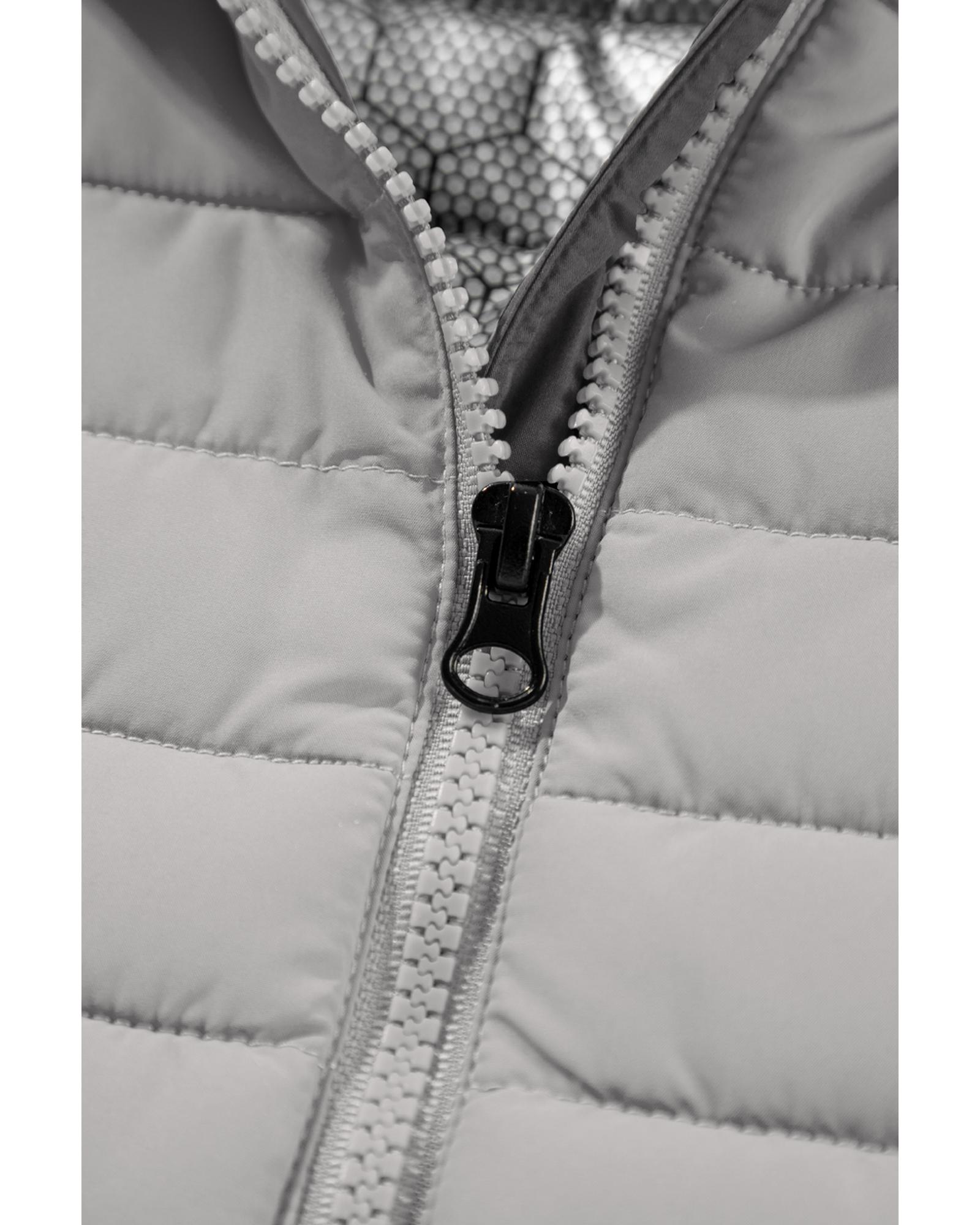 V539-AZEXDC853364-P13-M-202508301450-00 Silvery Plush Collared Quilted Zipped Puffer Vest - M - Image 1