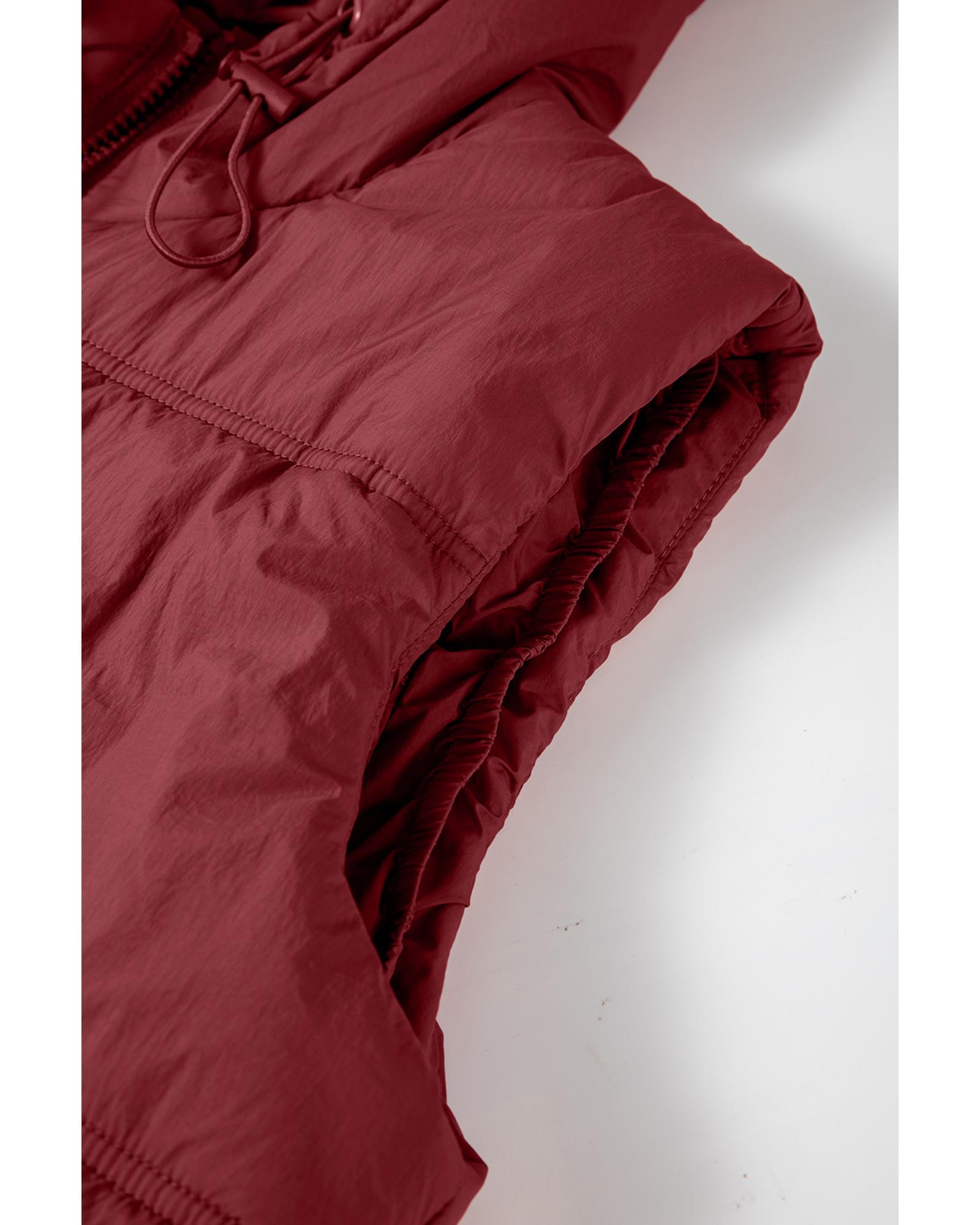 V539-AZEXDC853372-P8017-L-202508300845-00 Clay Zip-up Side Pockets Hooded Puffer Vest - L - Image 1