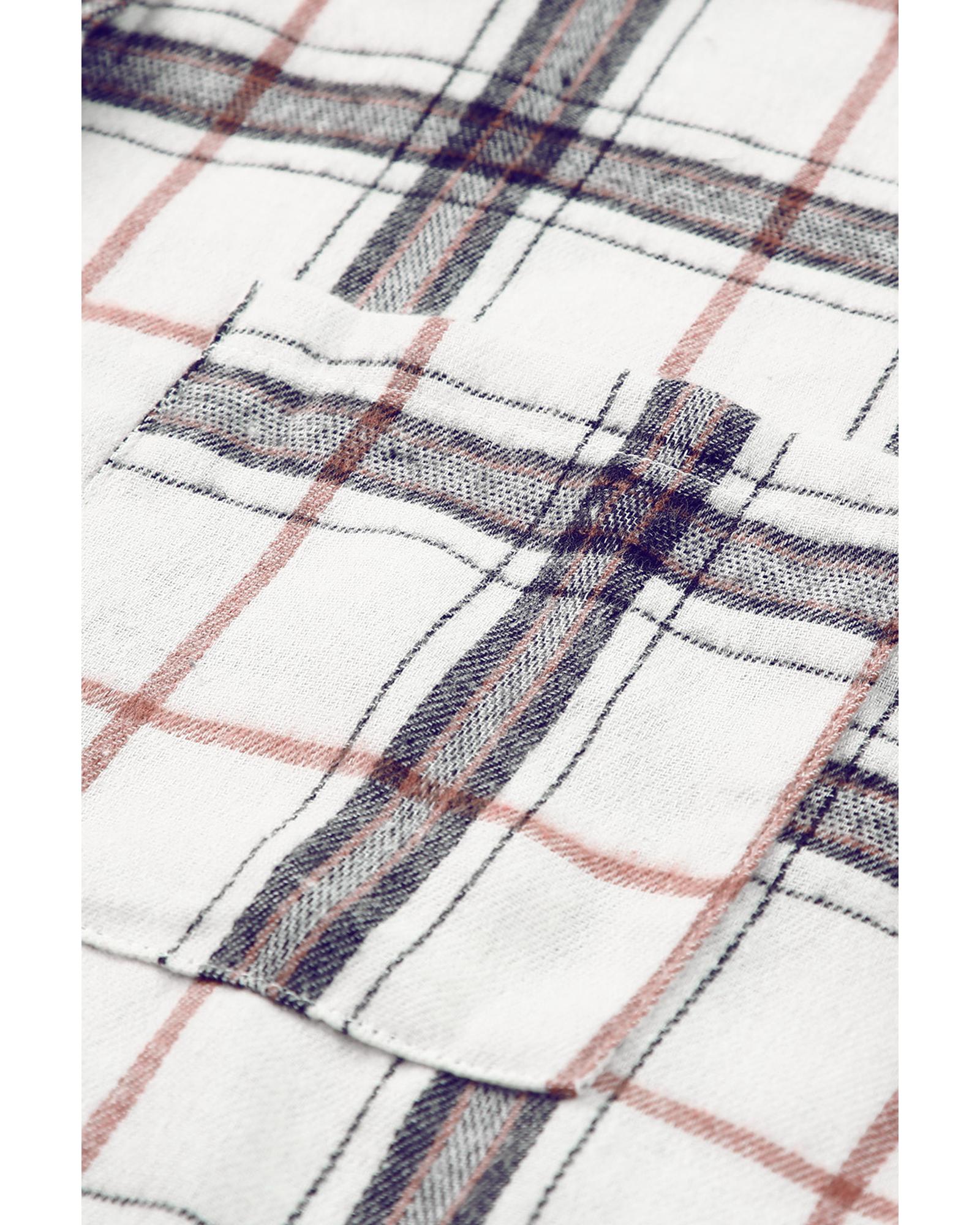 V539-AZEXDC854215-1-S-202506151505-00 Azura Exchange White Oversized Plaid Pattern Shacket with Slits - S - Image 1