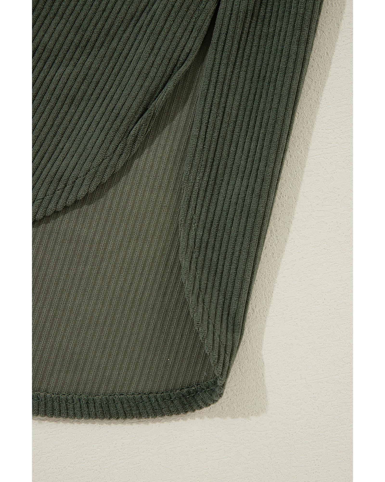 V539-AZEXDC854696-P609-M-202508301030-00 Jungle Green Oversized Corduroy Contrast Hooded Shacket - M - Image 1