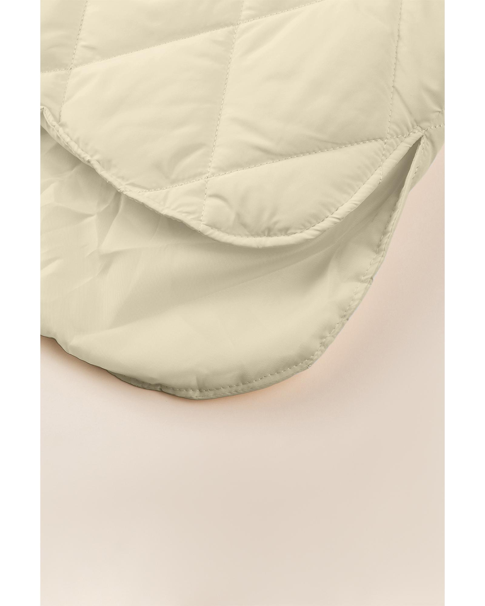 V539-AZEXDC856130-P15-S-202506182136-00 Beige Quilted Snap Button Hooded Coat - S - Image 1