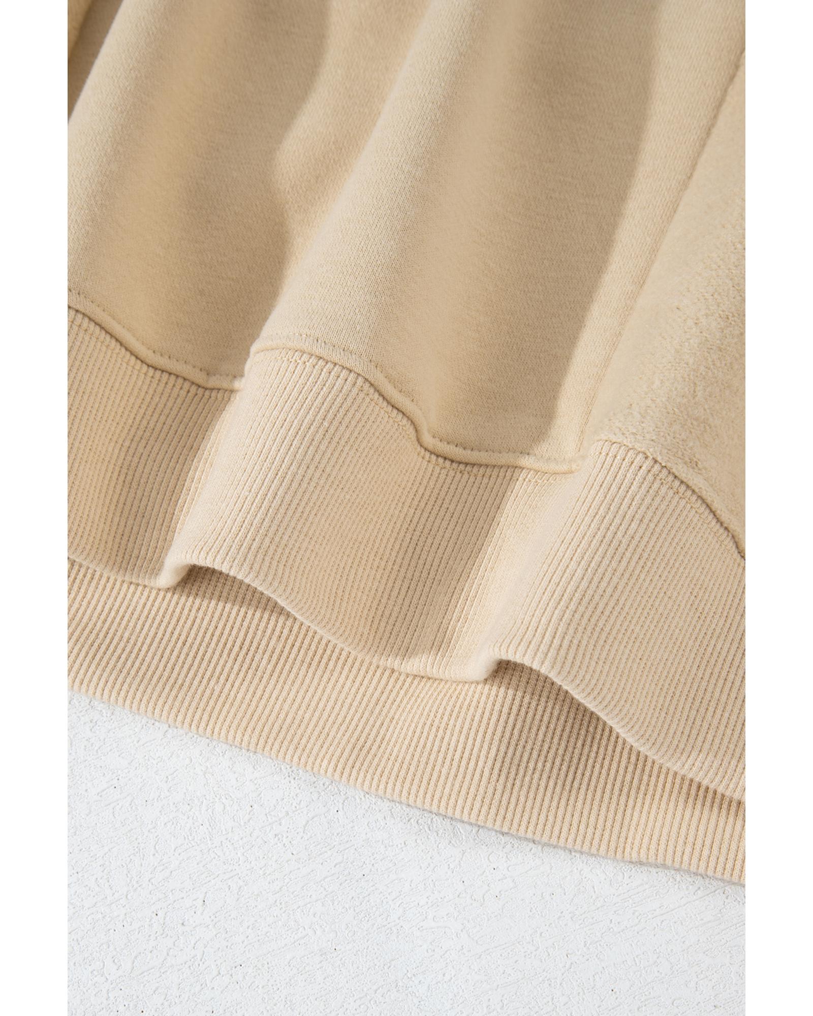 V539-AZEXPL25317324-P18-3X-202508310735-00 Apricot Loose Patchwork Crewneck Plus Size Sweatshirt - 3X - Image 1