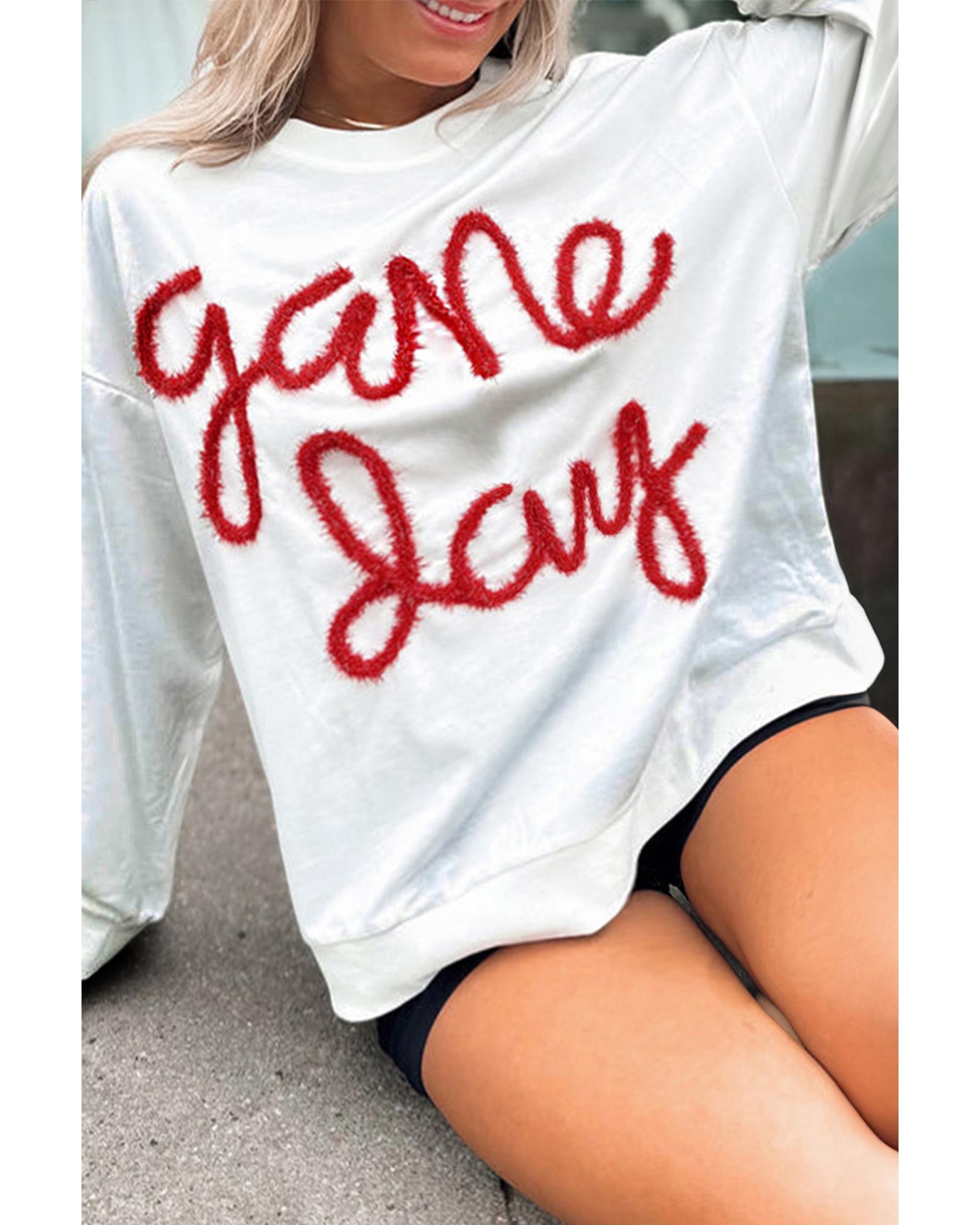 V539-AZEXPL25317536-P1-1X-202506190031-00 White Plus Size Game Day Tinsel Rugby Football Season Sweatshirt - 1X - Image 1