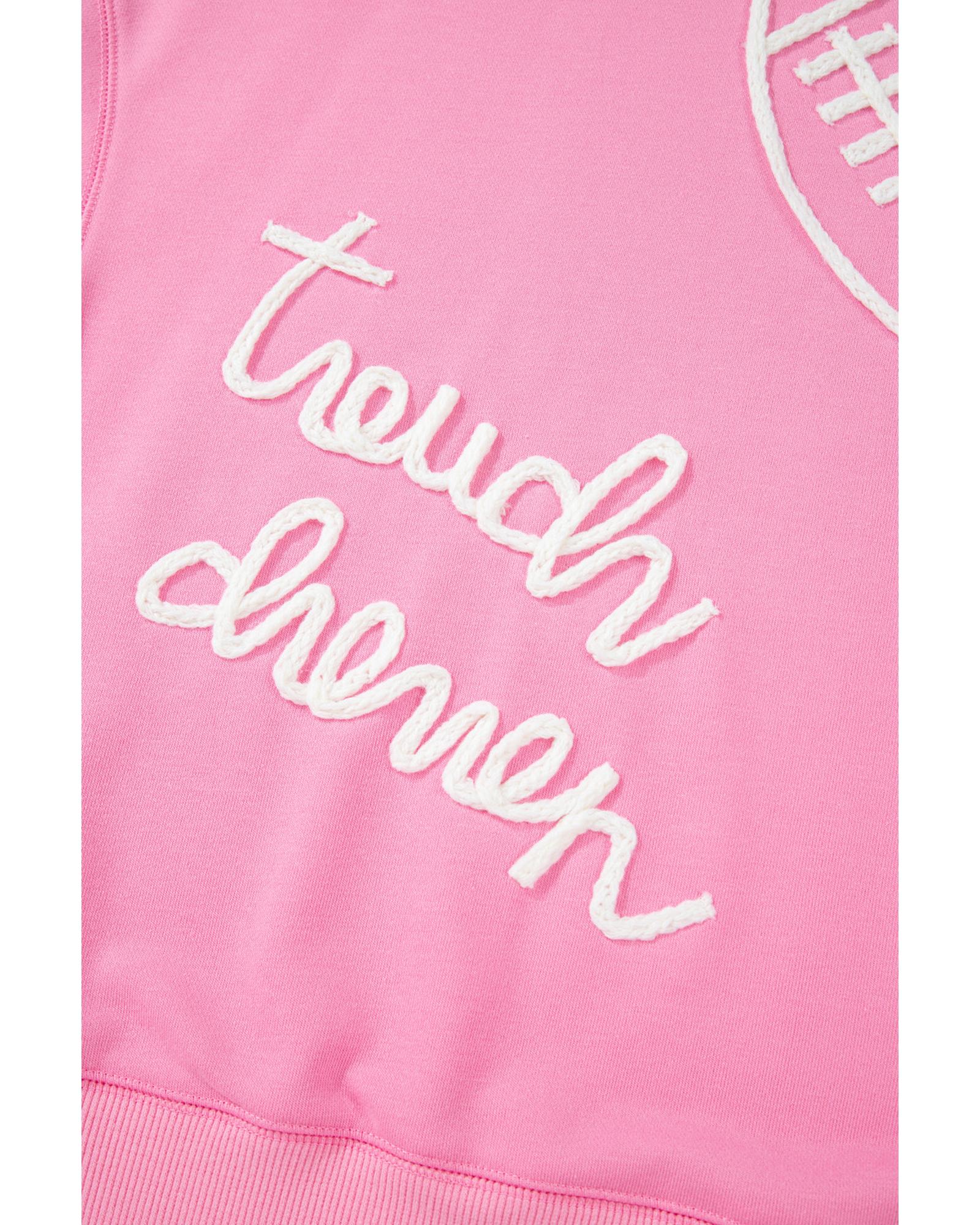 V539-AZEXPL25317813-P10-1X-202506190032-00 Pink Touch Down Rugby Football Embroidered Plus Size Sweatshirt - 1X - Image 1