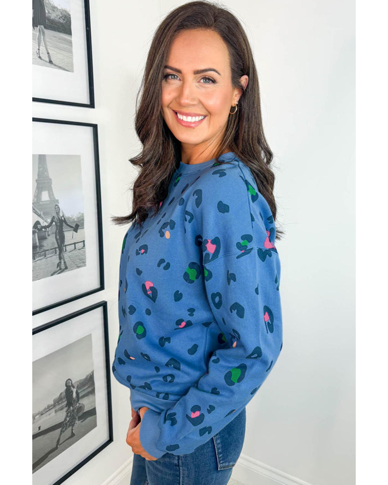 V539-AZEXPL253617-P420-3X-202508301215-00 Sky Blue Leopard Ribbed Edge Drop Shoulder Pullover Sweatshirt - 3X - Image 1