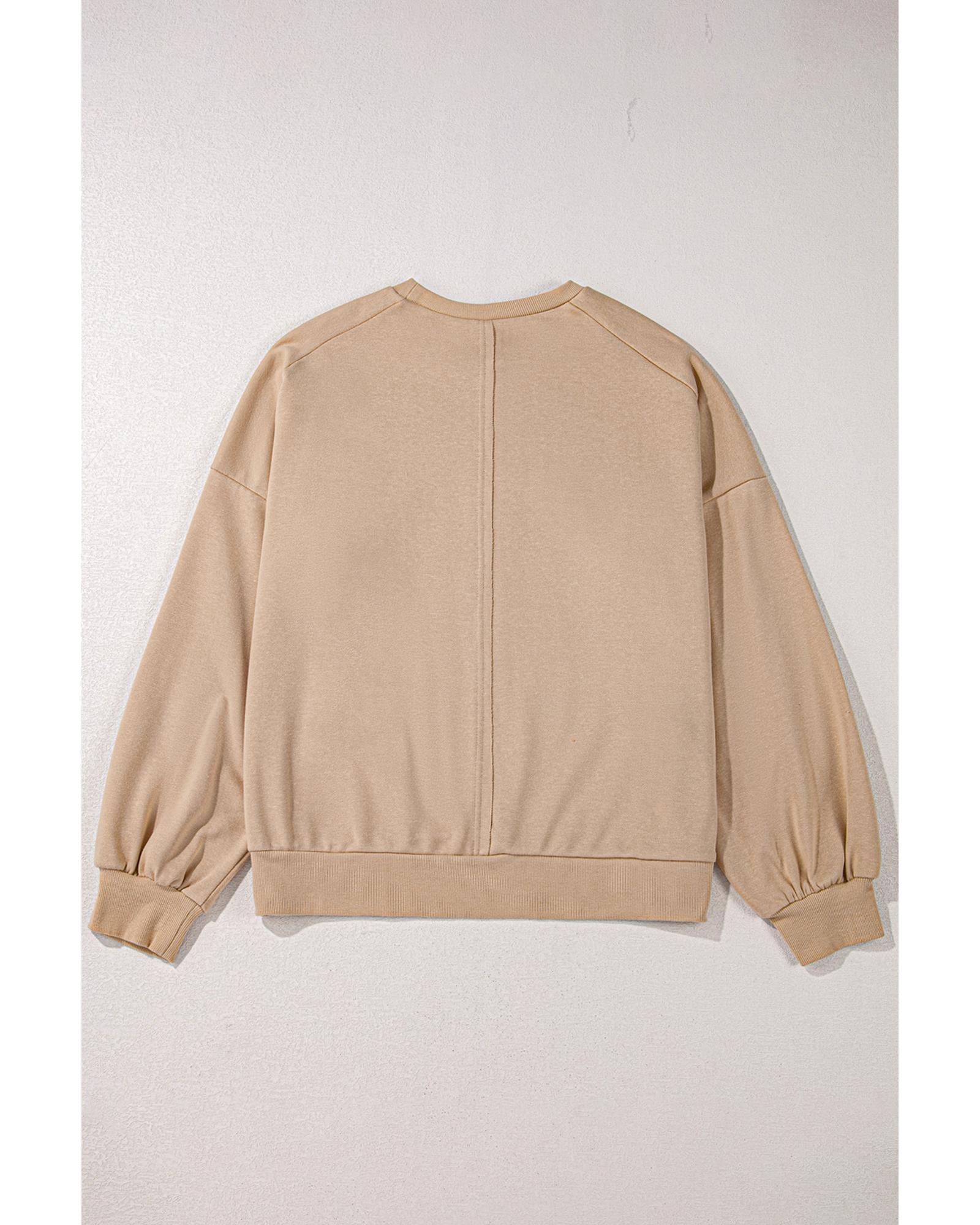 V539-AZEXPL253785-P5016-3X-202508301640-00 Pale Khaki Floral Peace Sign Graphic Washed Terry Plus Size Sweatshirt - 3X - Image 1