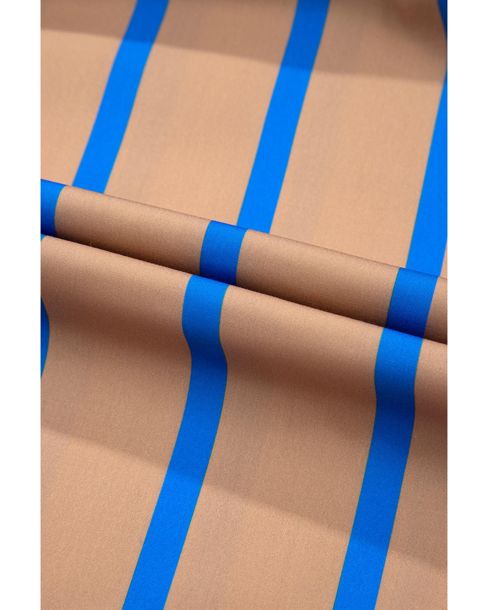 V539-AZEXPL611907-P1619-2X-202508310215-00 Khaki Stripe Contrast Striped Print 3/4 Sleeve Babydoll Plus Size Dress - 2X - Image 1