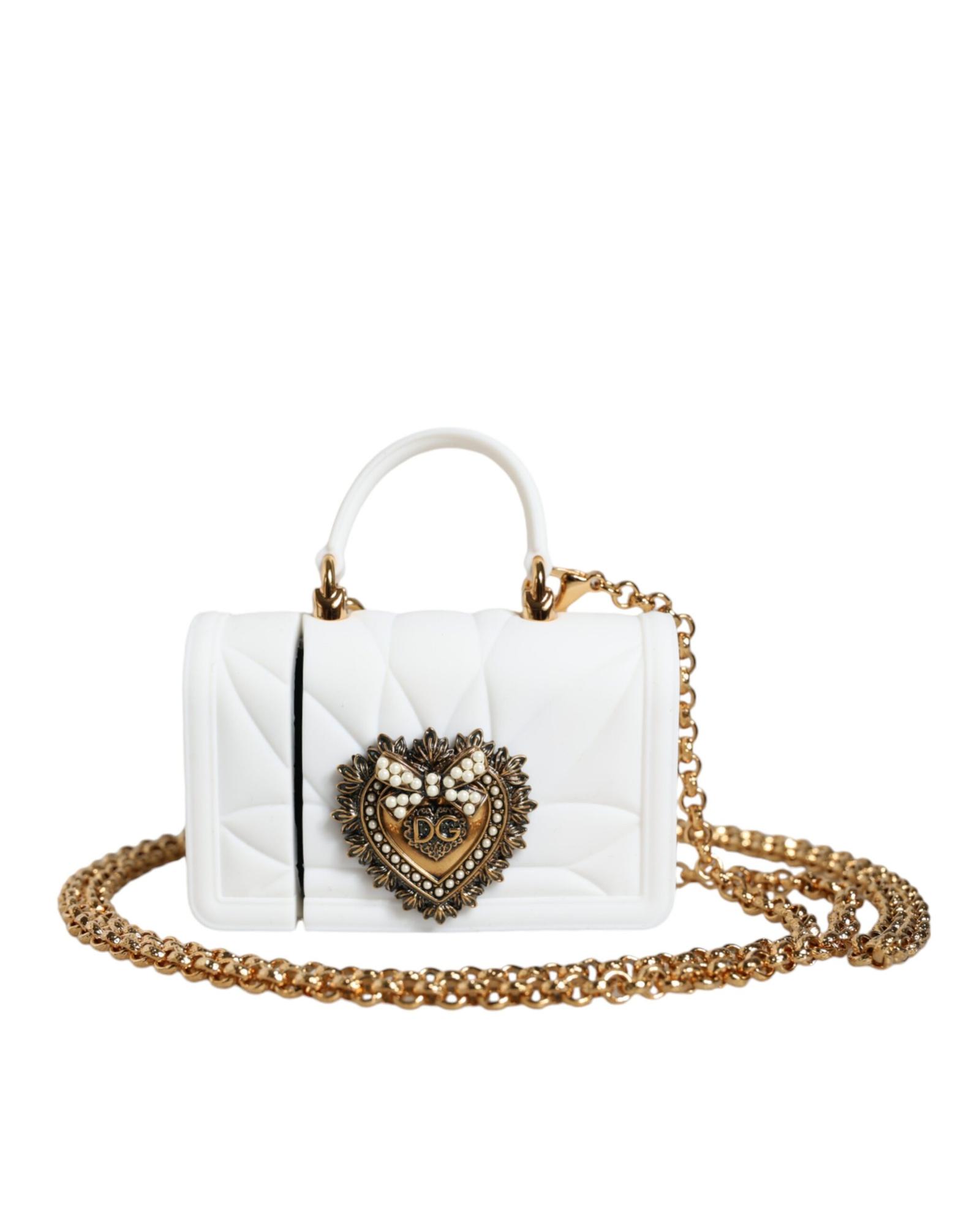 V539-BAG1522-202506160315-00 Dolce & Gabbana Women's White Silicone Devotion Heart Cover Hand Bag Airpod Case - One Size - Image 1