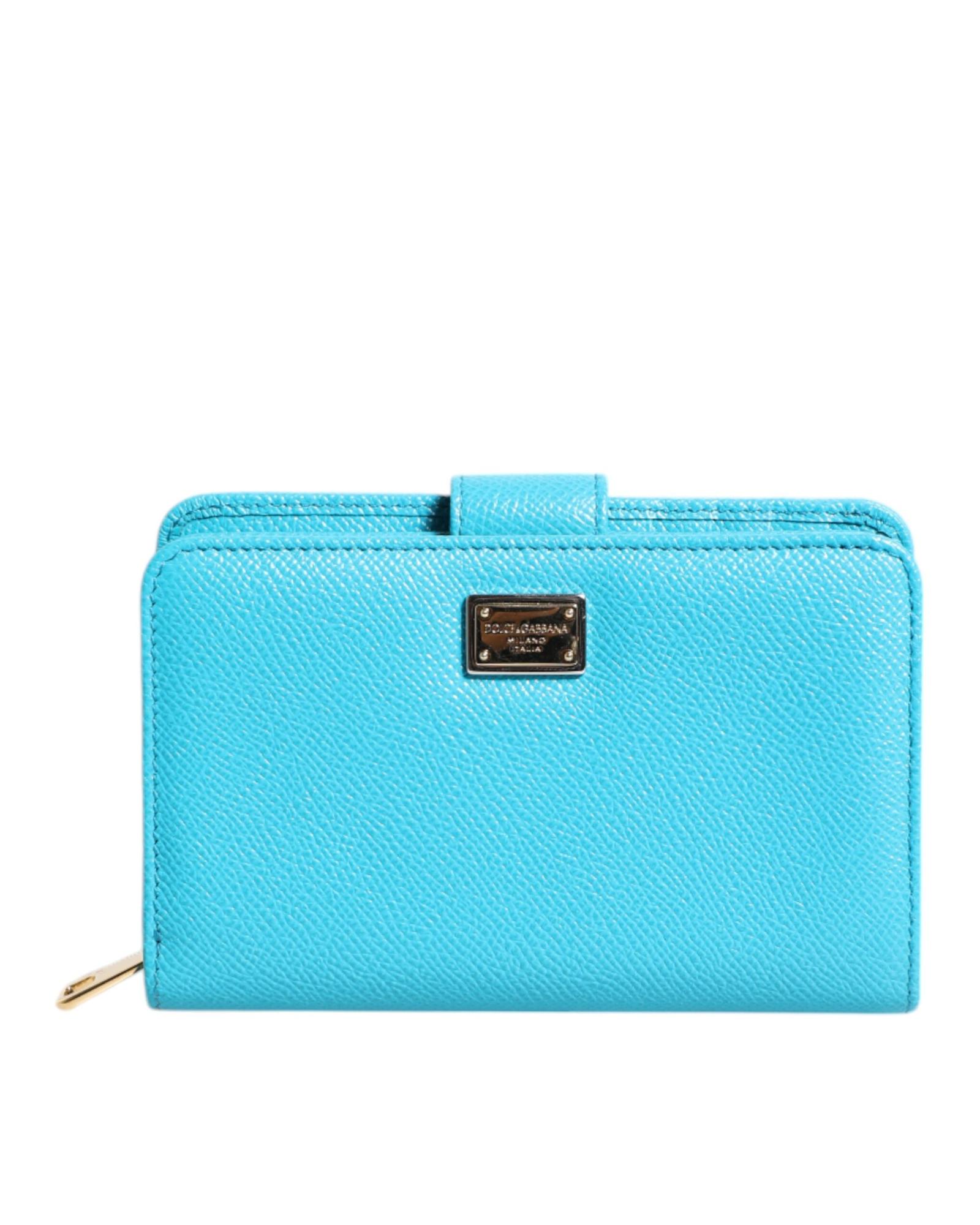 V539-BAG4613-202506160006-00 Dolce & Gabbana Women's Light Blue Leather Bifold Continental Clutch Wallet - One Size - Image 1