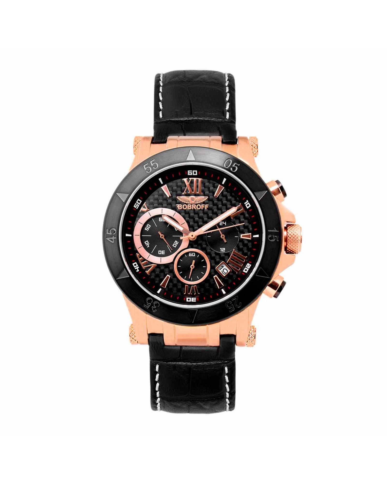 V539-BOBF1001M15AC-202506160040-00 Bobroff Men's Black Leather Watch - One Size - Image 1