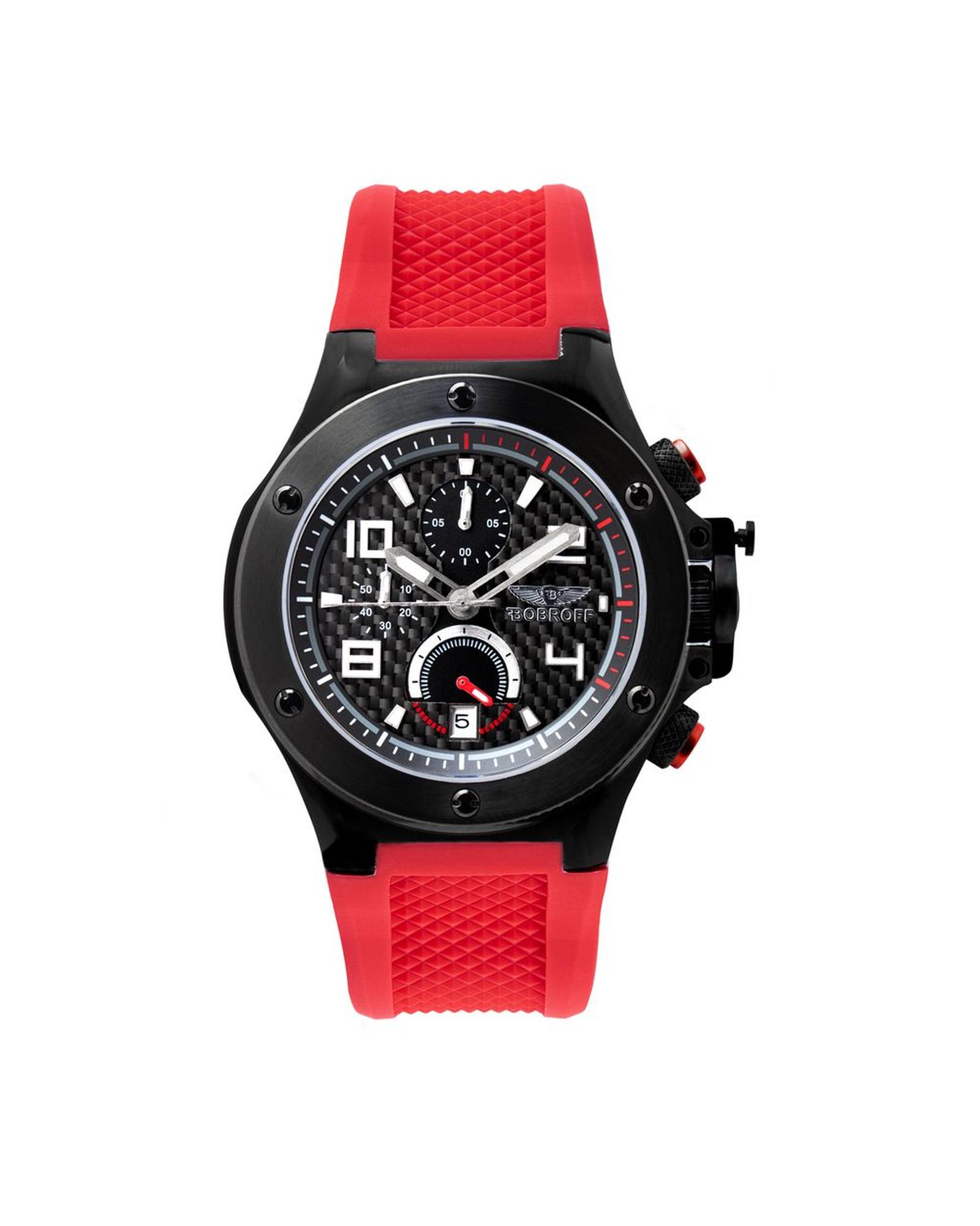V539-BOBF1002M14AC-202506160042-00 Bobroff Men's Red Rubber Watch - One Size - Image 1