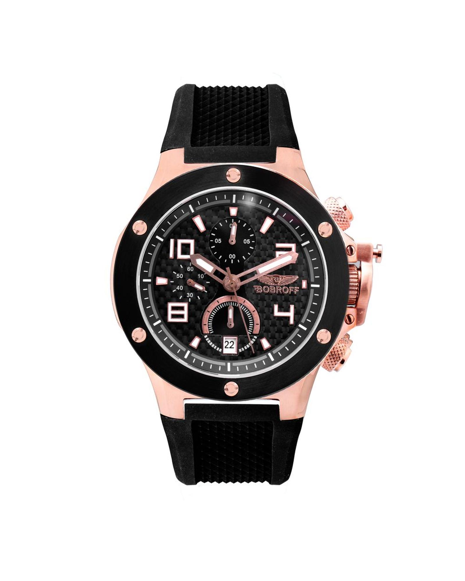 V539-BOBF1002M15AC-202506160045-00 Bobroff Men's Black Rubber Watch - One Size - Image 1