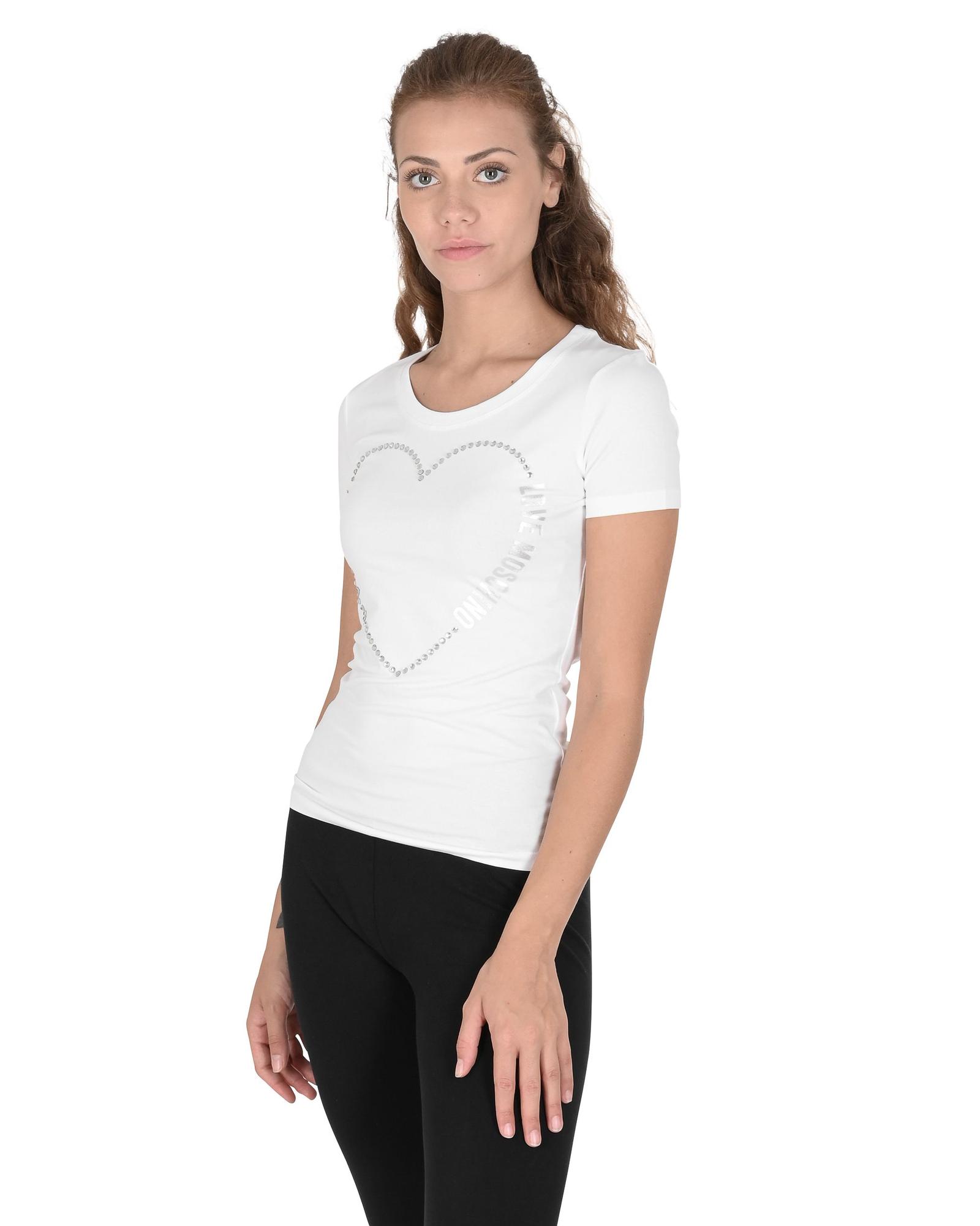 V539-BTB107009-202506160225-00 Love Moschino Women's Heart Logo T-Shirt - White - 48 IT - Image 1