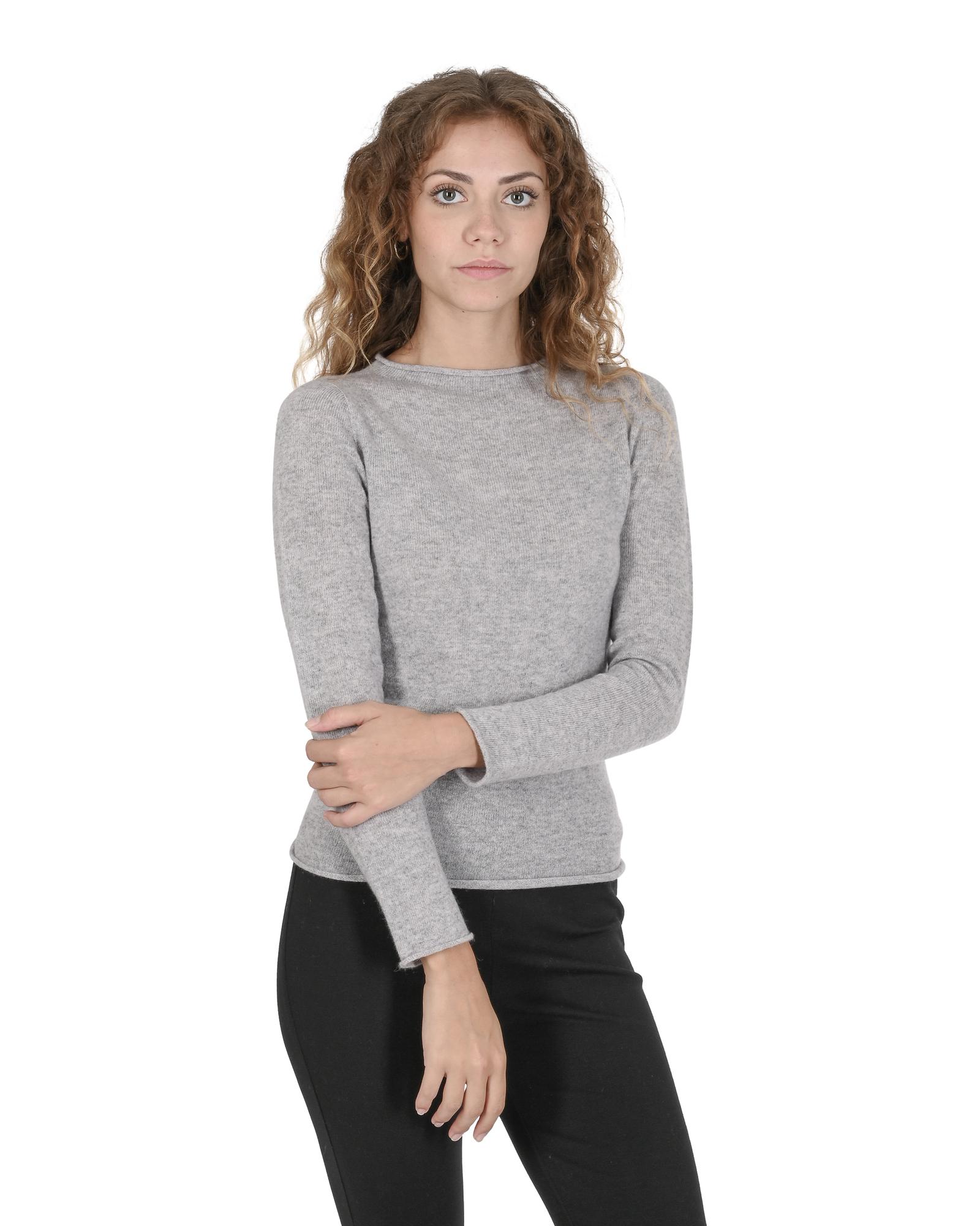 V539-BTB107740-169052-00 Crown of Edinburgh Cashmere Women's Premium Italian Cashmere Boatneck Sweater in Grigio Cenere - M - Image 1