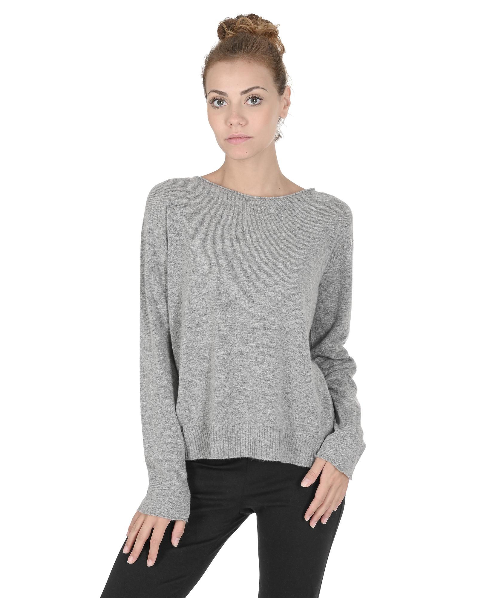 V539-BTB107843-175704-00 Crown of Edinburgh Cashmere Women's Cashmere Boatneck Sweater for Women in Grigio Peltro - M - Image 1