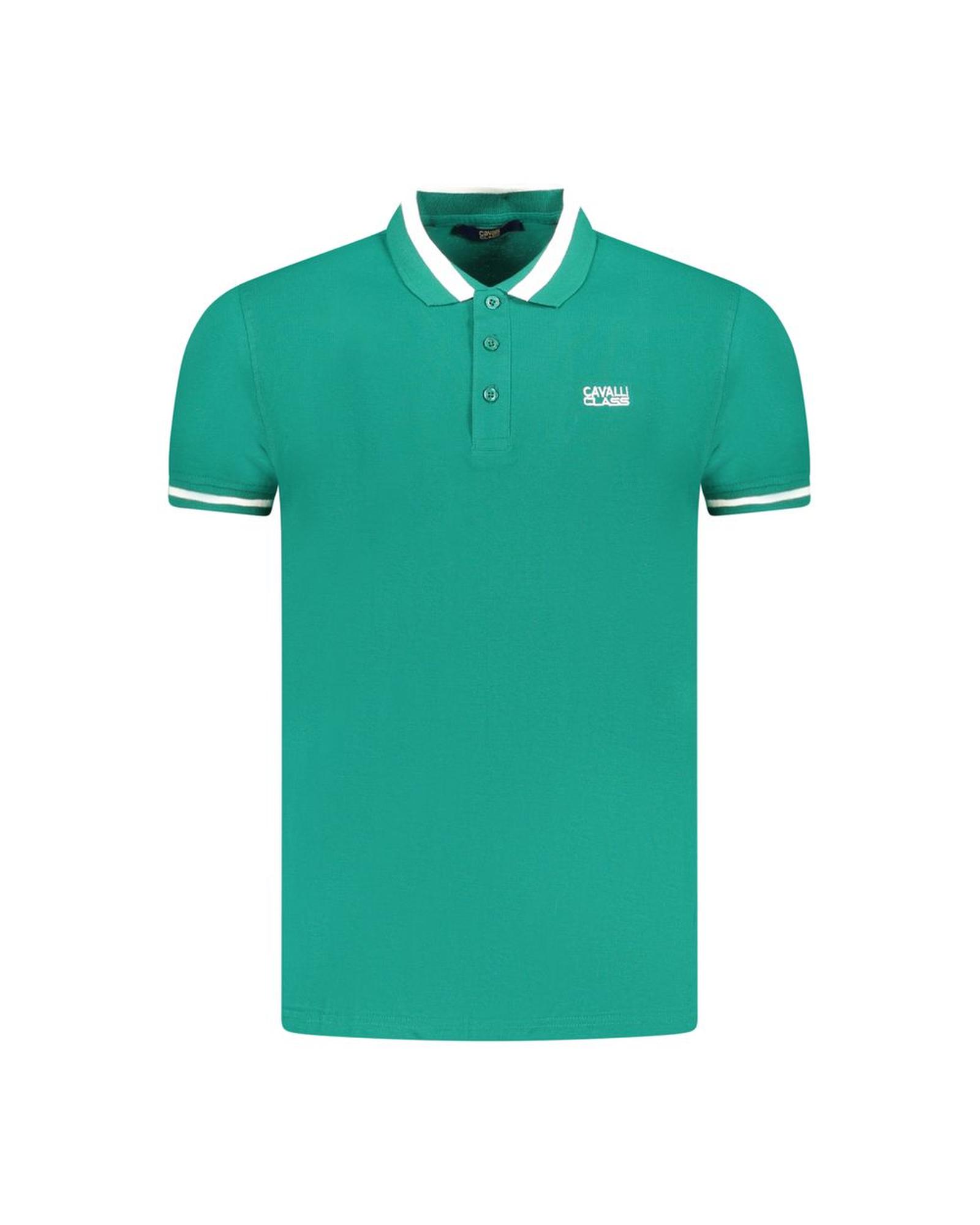 V539-CA-36634-L-202506161521-00 Cavalli Class Men's Green Cotton Polo Shirt - L - Image 1