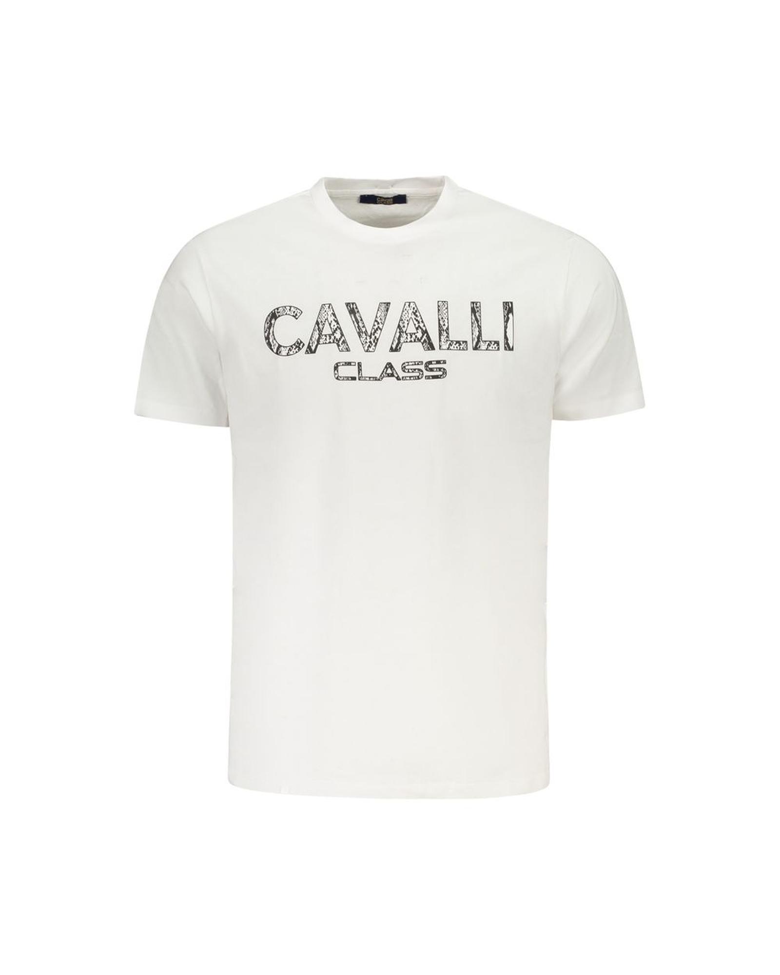 V539-CA-36636-L-202506161526-00 Cavalli Class Men's White Cotton T-Shirt - L - Image 1