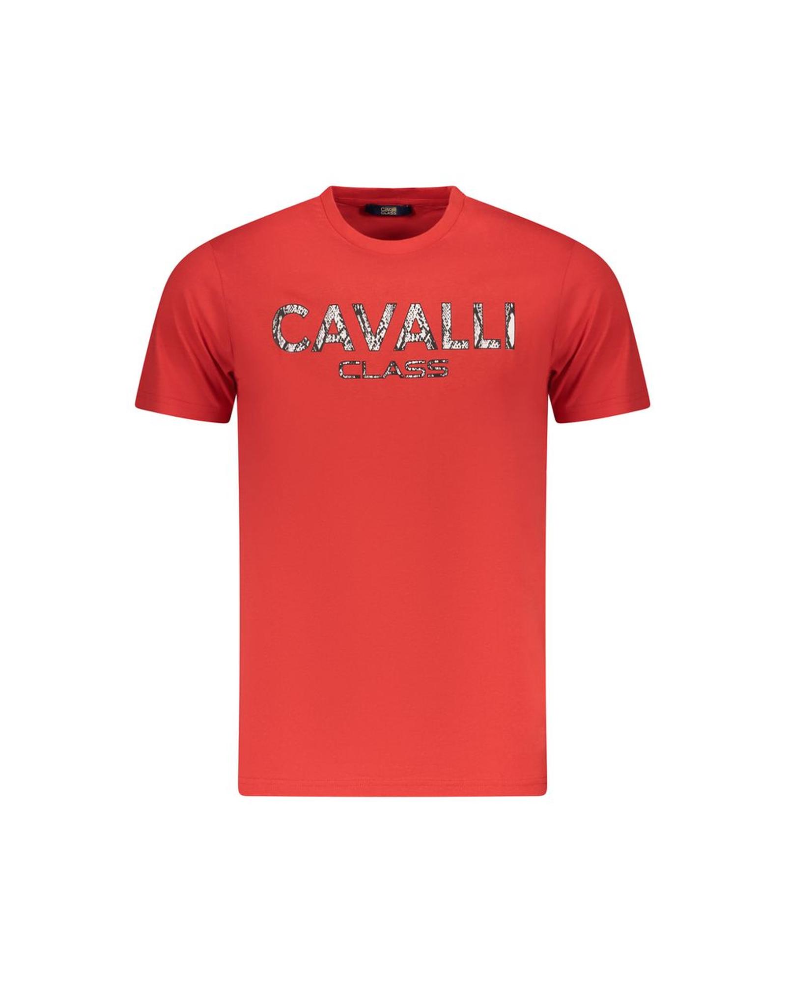 V539-CA-36639-XXL-202506161536-00 Cavalli Class Men's Red Cotton T-Shirt - 2XL - Image 1