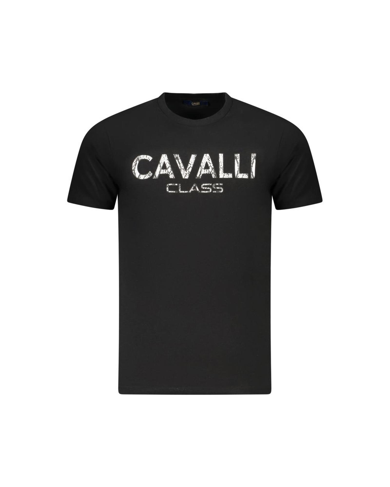 V539-CA-36640-XL-202506161541-00 Cavalli Class Men's Black Cotton T-Shirt - XL - Image 1