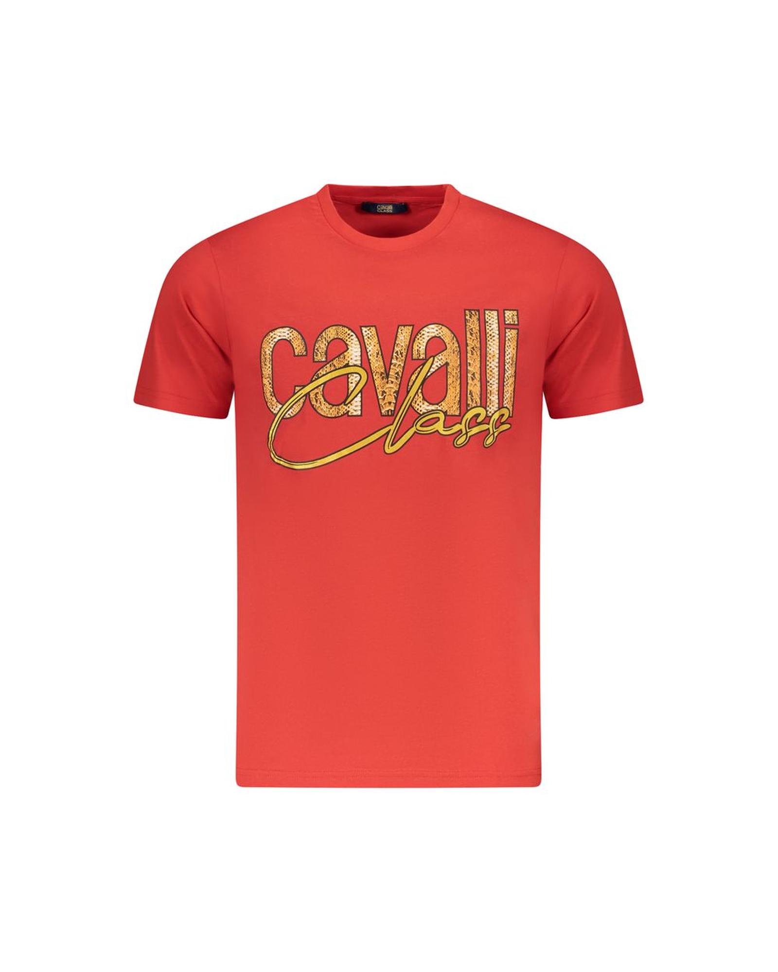V539-CA-36642-XXL-202506161546-00 Cavalli Class Men's Red Cotton T-Shirt - 2XL - Image 1