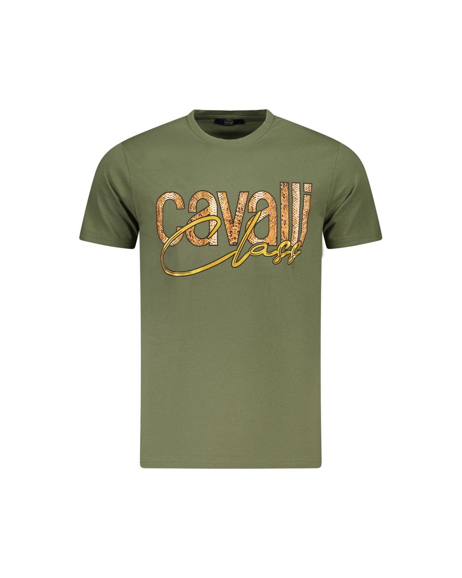 V539-CA-36650-XXL-202506161315-00 Cavalli Class Men's Green Cotton T-Shirt - 2XL - Image 1