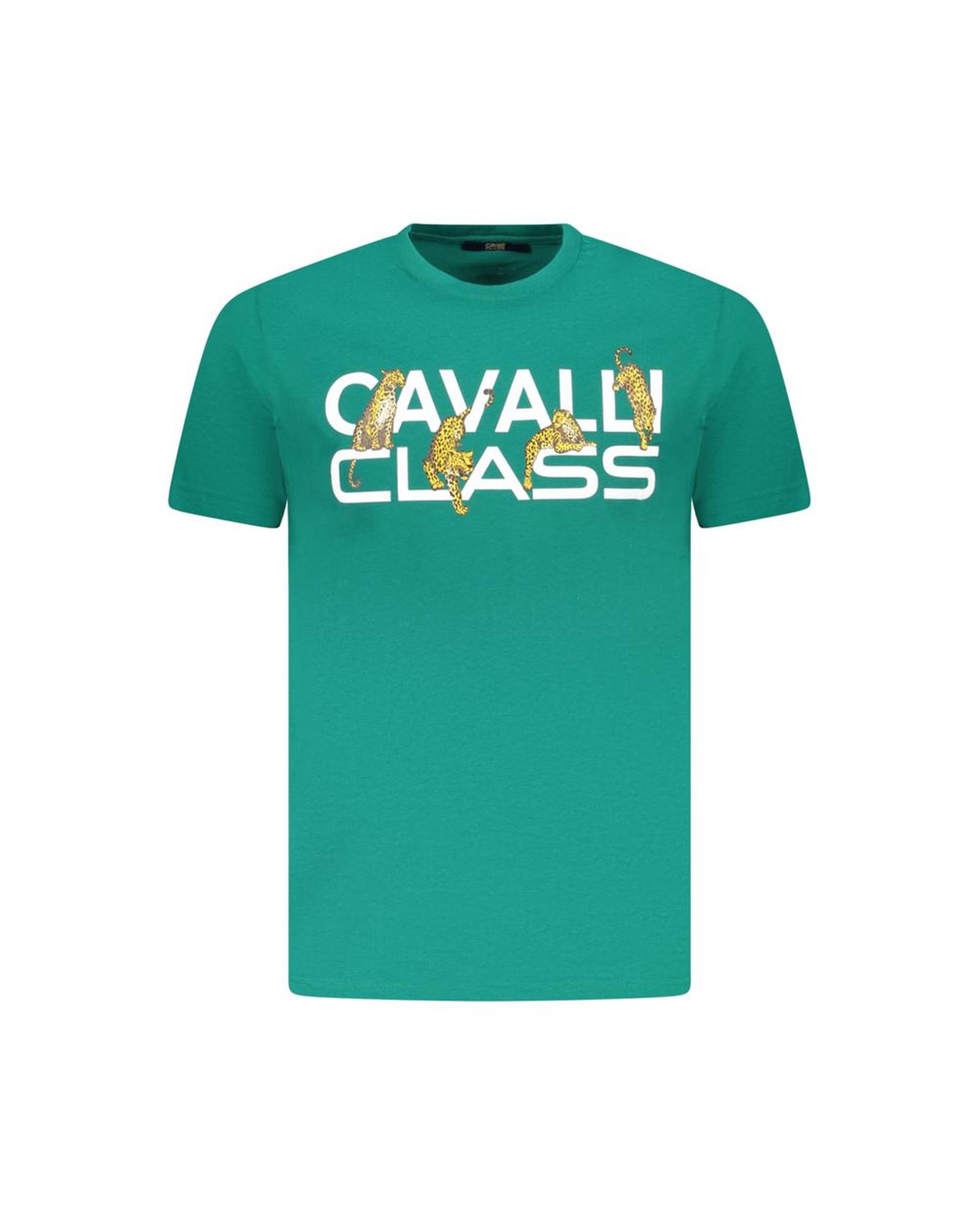 V539-CA-36651-XXL-202506161315-00 Cavalli Class Men's Green Cotton T-Shirt - 2XL - Image 1