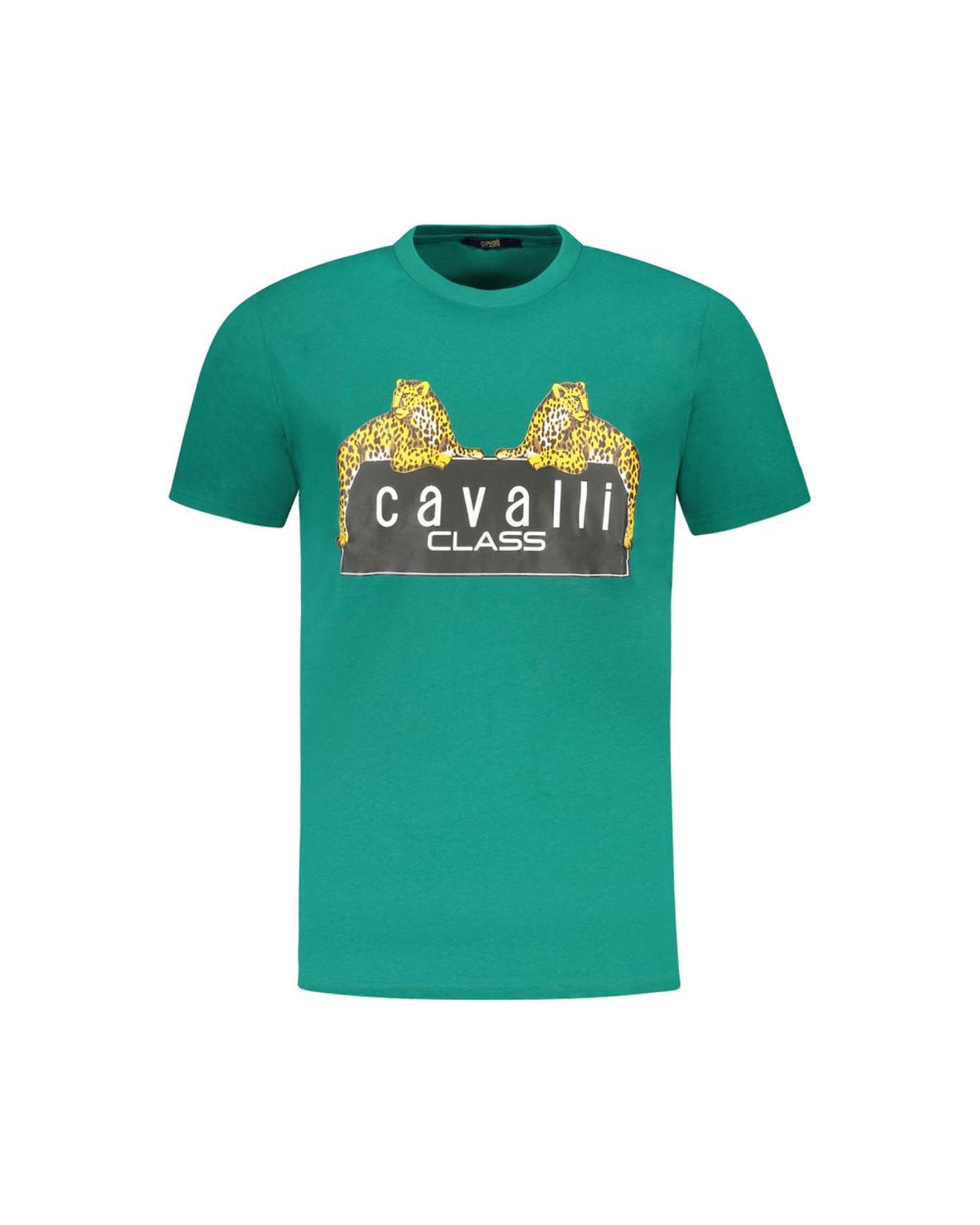 V539-CA-36654-M-202506161320-00 Cavalli Class Men's Green Cotton T-Shirt - M - Image 1