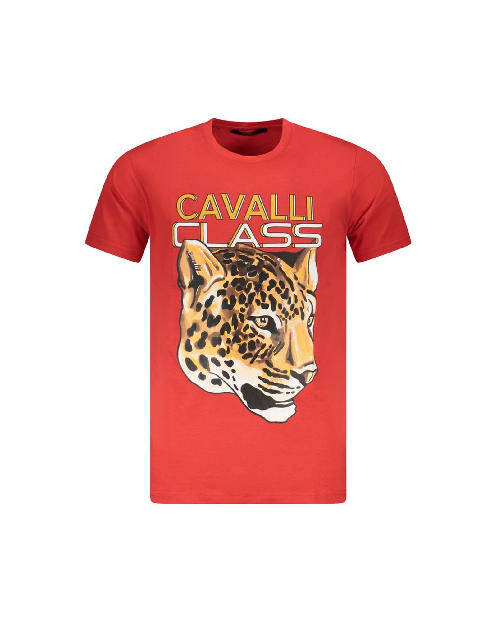 V539-CA-36660-XXL-202506161331-00 Cavalli Class Men's Red Cotton T-Shirt - 2XL - Image 1