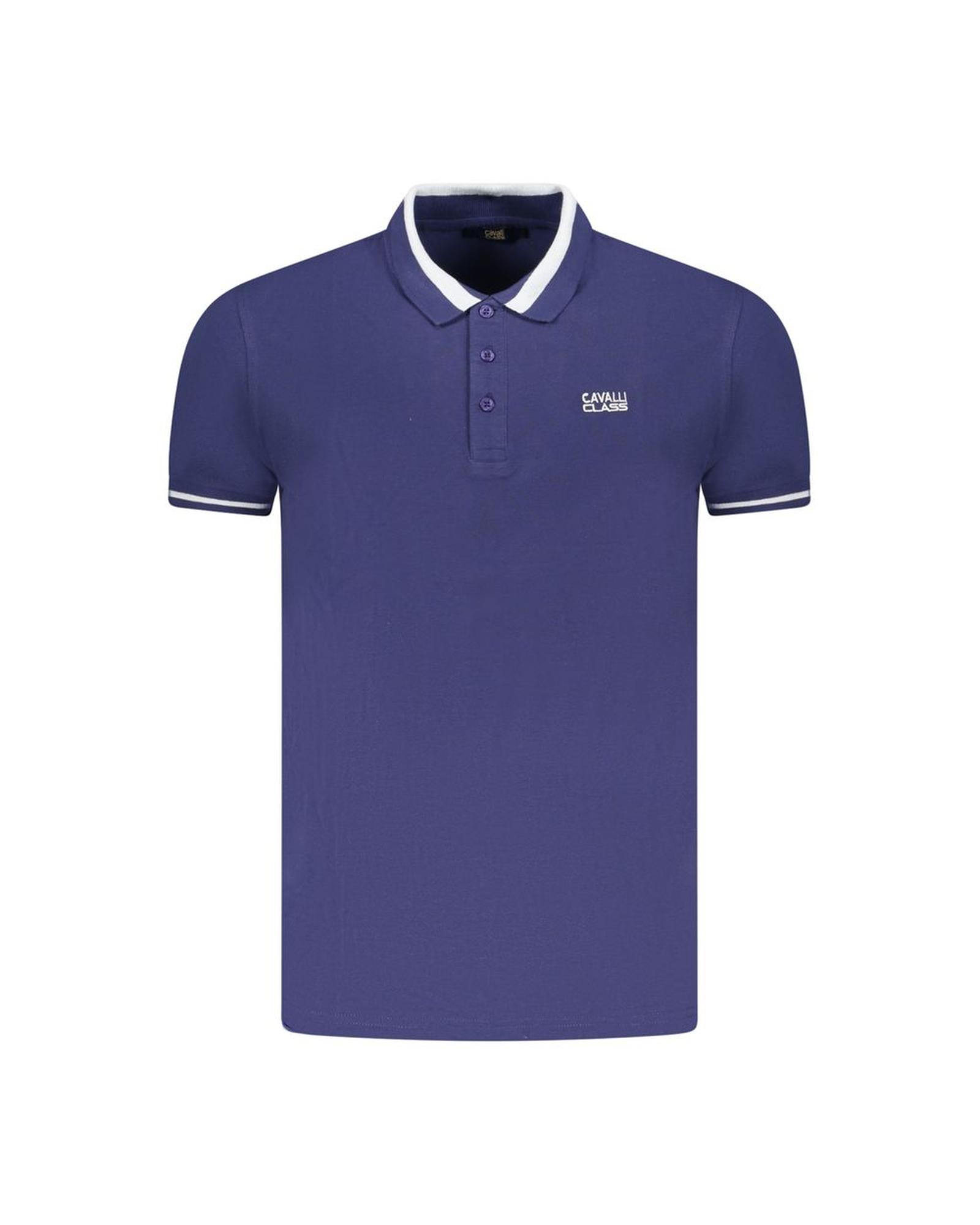 V539-CA-36682-L-202506161426-00 Cavalli Class Men's Blue Cotton Polo Shirt - L - Image 1