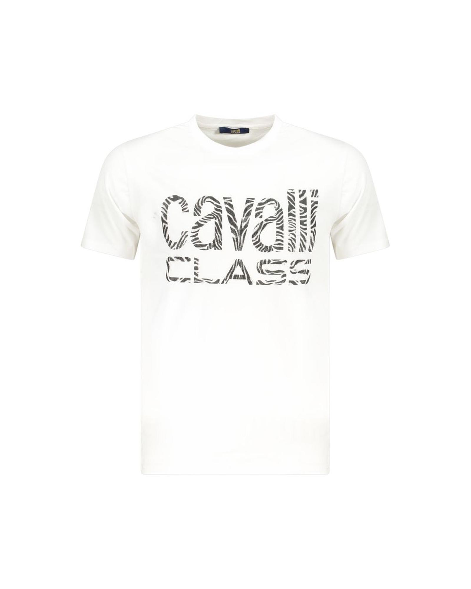Cavalli Class Men's White Cotton  T-Shirt - XL