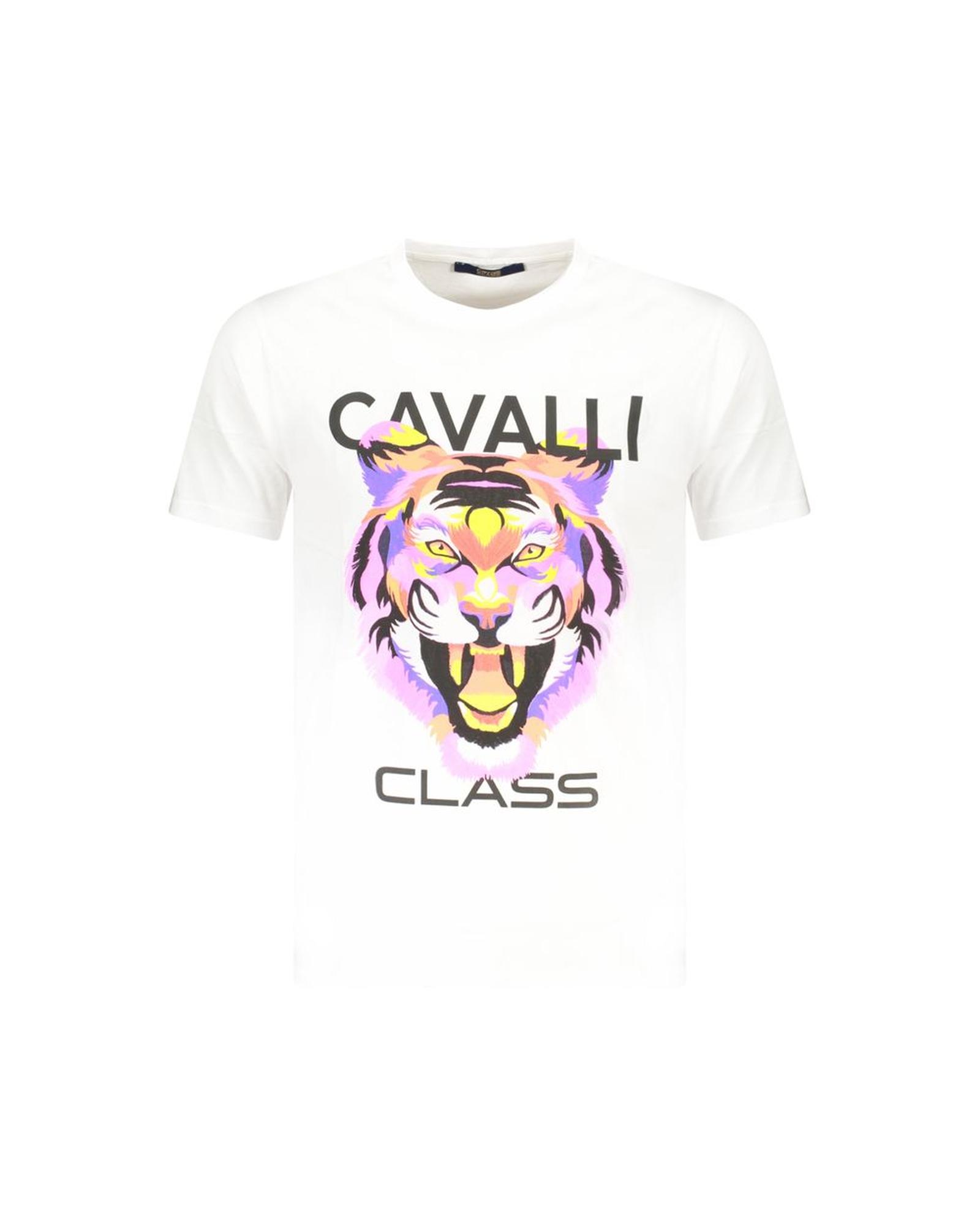 Cavalli Class Men's White Cotton  T-Shirt - 2XL