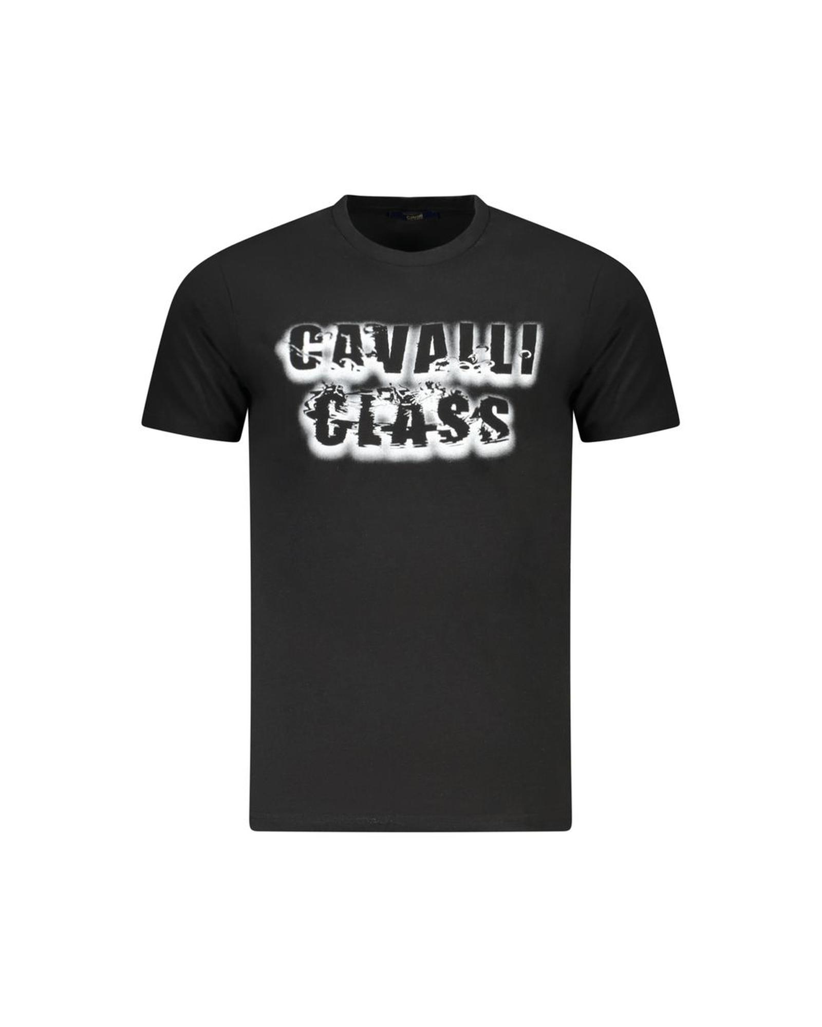 V539-CA-36696-XL-202506161503-00 Cavalli Class Men's Black Cotton T-Shirt - XL - Image 1