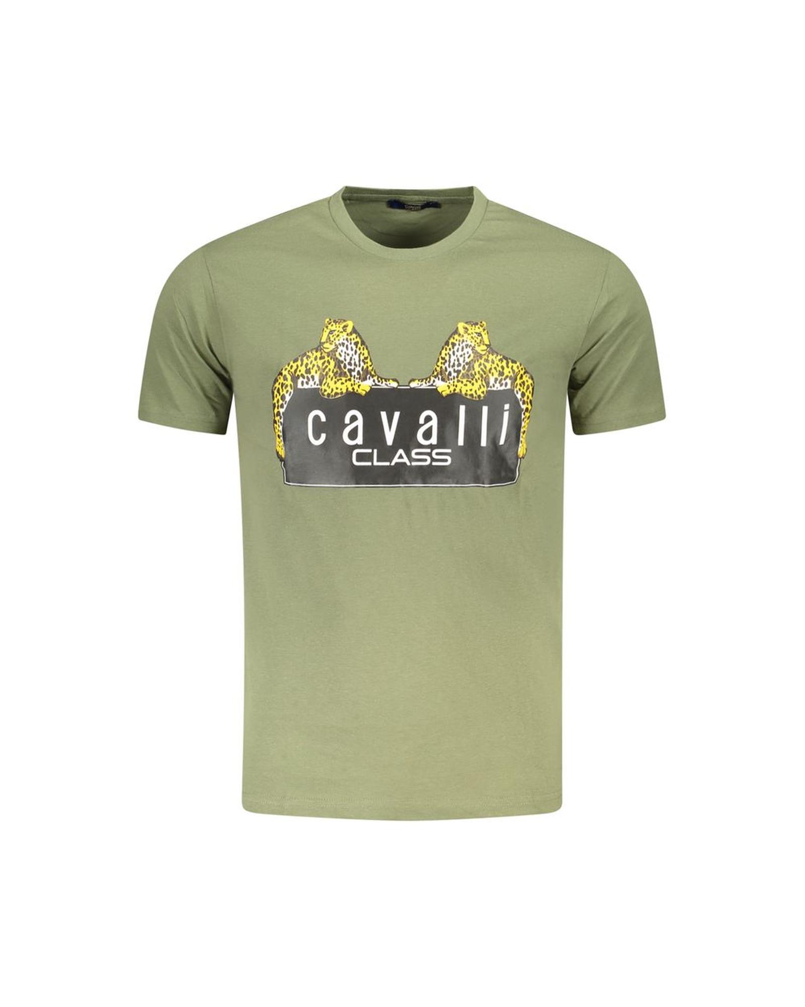 Cavalli Class Men's Green Cotton T-Shirt - 2XL